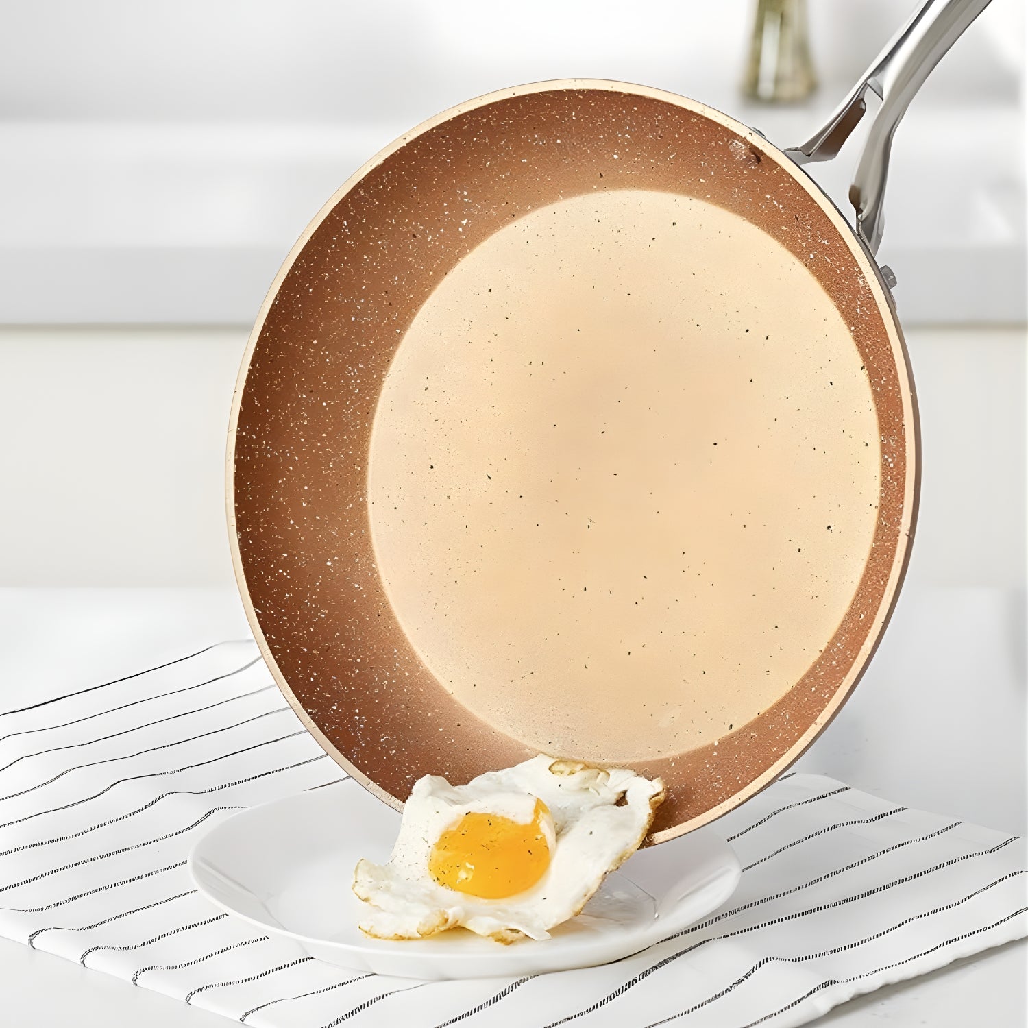 Voke - 8" Marble Stone Nonstick Frying Pan with Lid