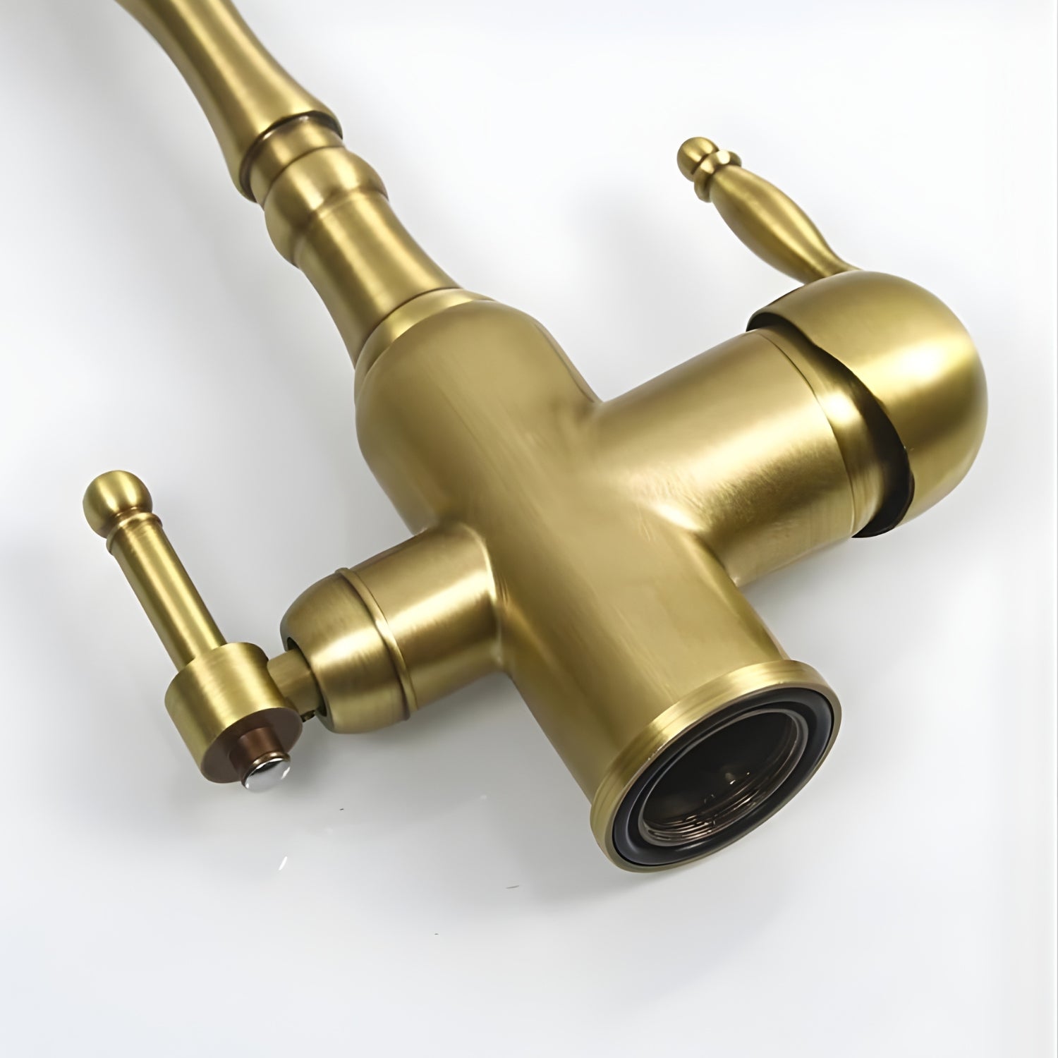 Arvik - 3-Way Kitchen Sink Faucet with Dual Handles and Pure Water Filter Spout With Hot and Cold Water Mixer