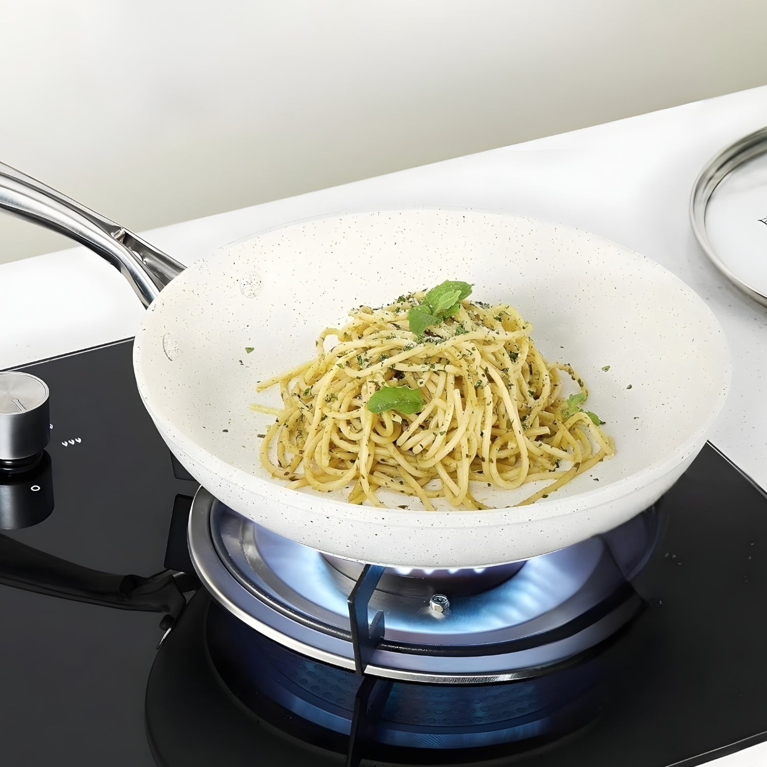 Voke - 8" Marble Stone Nonstick Frying Pan with Lid