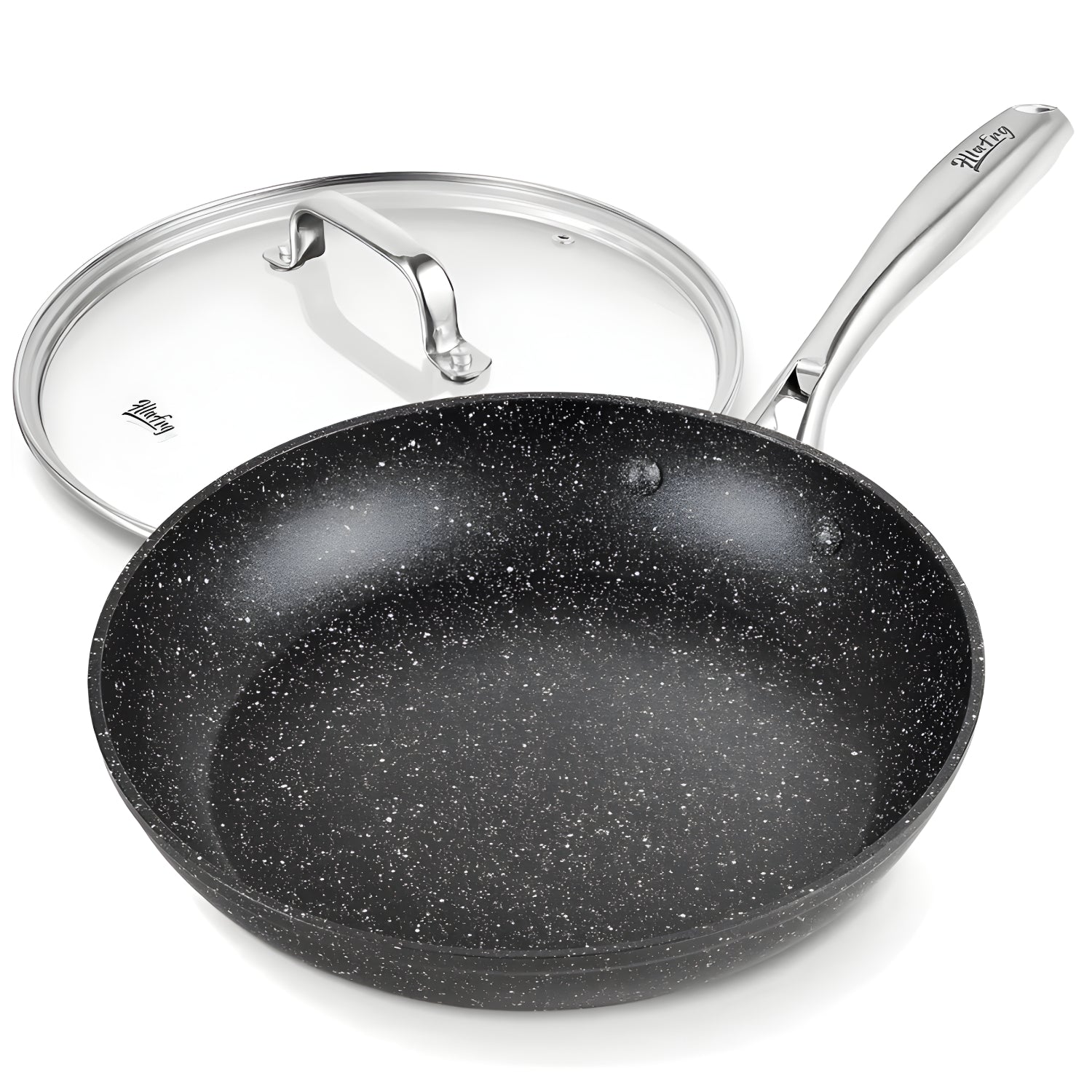 Voke - 8" Marble Stone Nonstick Frying Pan with Lid
