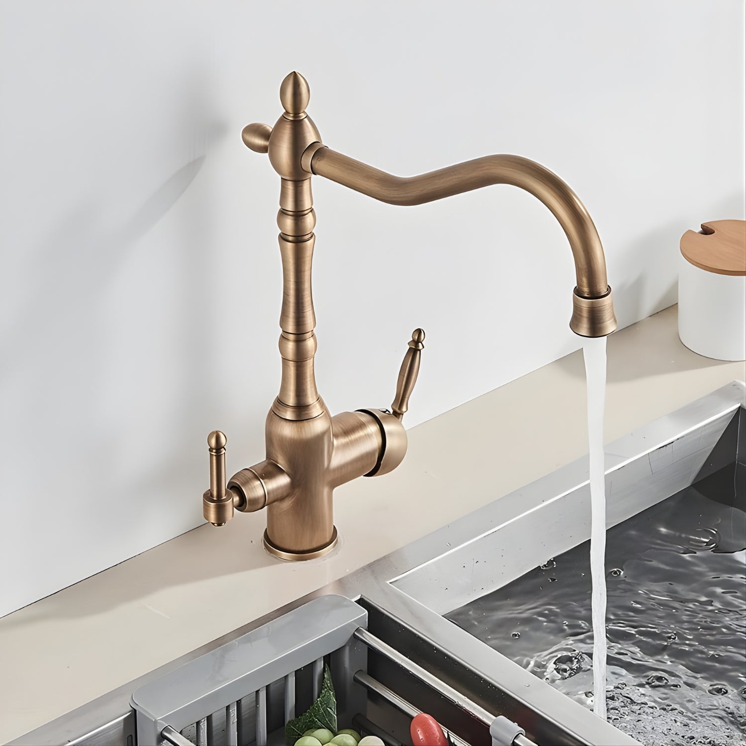 Arvik - 3-Way Kitchen Sink Faucet with Dual Handles and Pure Water Filter Spout With Hot and Cold Water Mixer