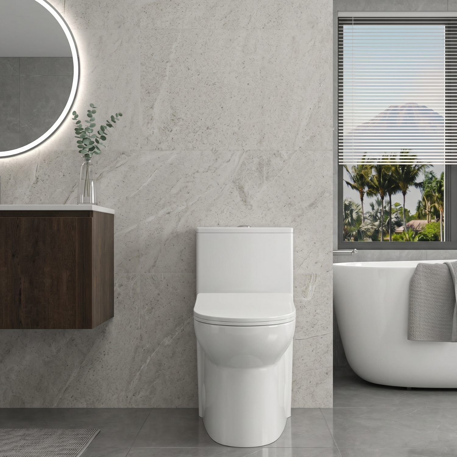 Alesund - Ceramic One-Piece S-Trap Dual-Flush Elongated Toilet Bowl with Modern Design