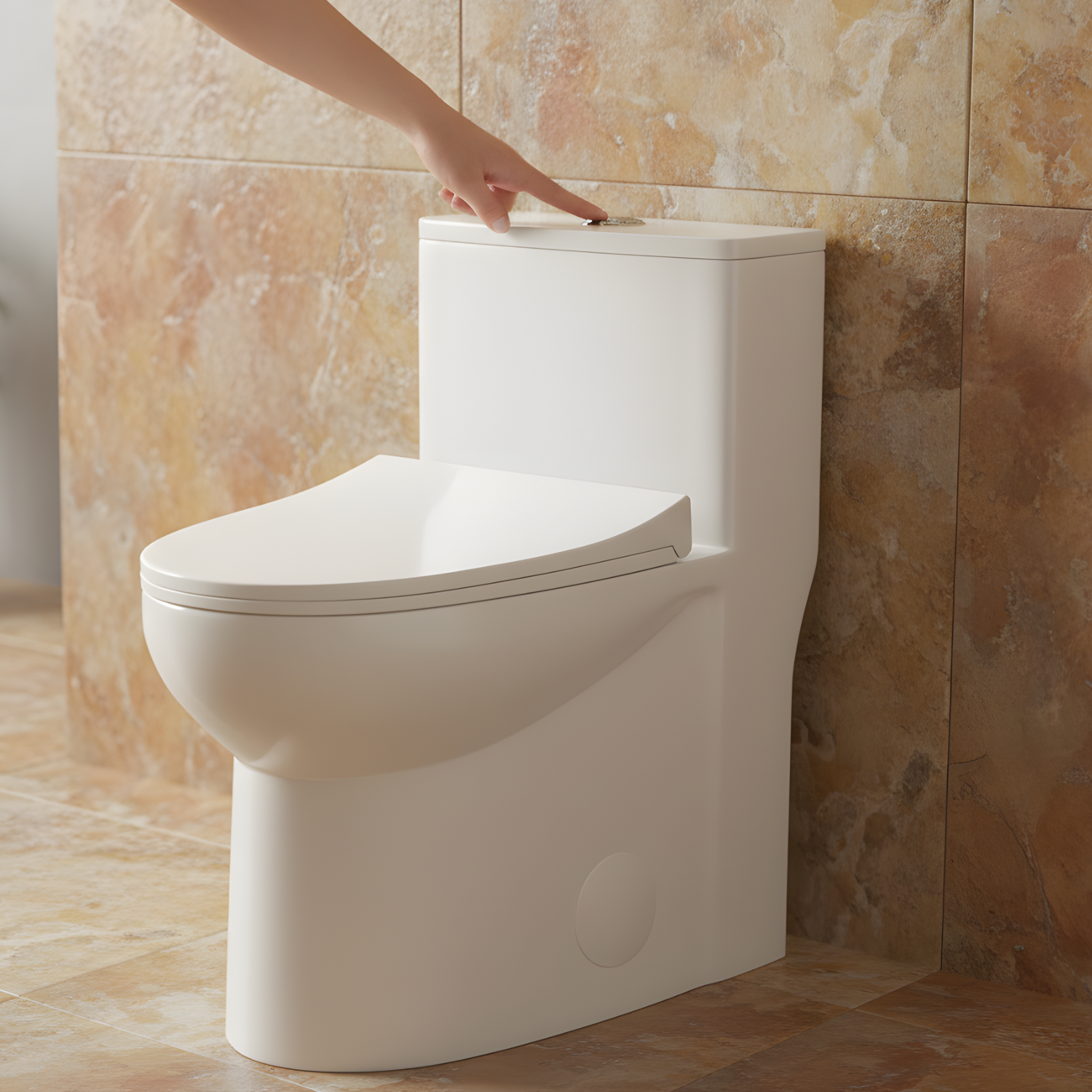 Alesund - Ceramic One-Piece S-Trap Dual-Flush Elongated Toilet Bowl with Modern Design