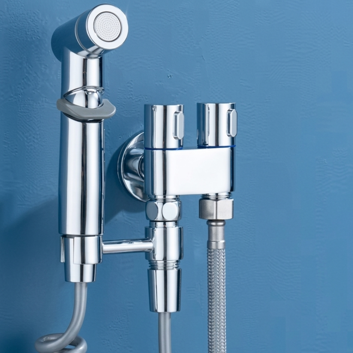 Aarhus - Hygienic Shower Bidet Sprayer – Double Outlet Angle Valve Bathroom Toilet Bidet Set