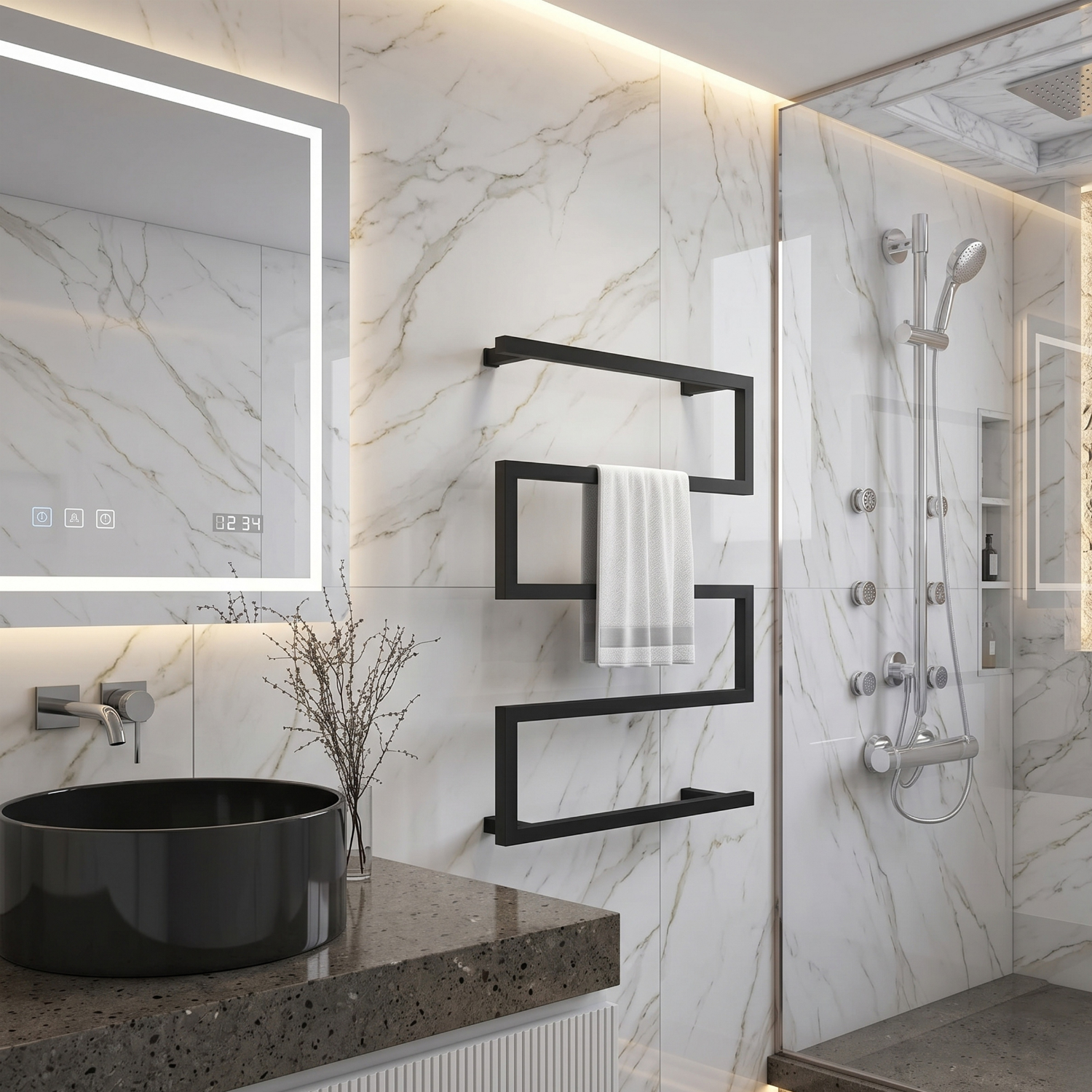 Bremen - 24x32" Towel Bar Warmer of Stainless Steel Black