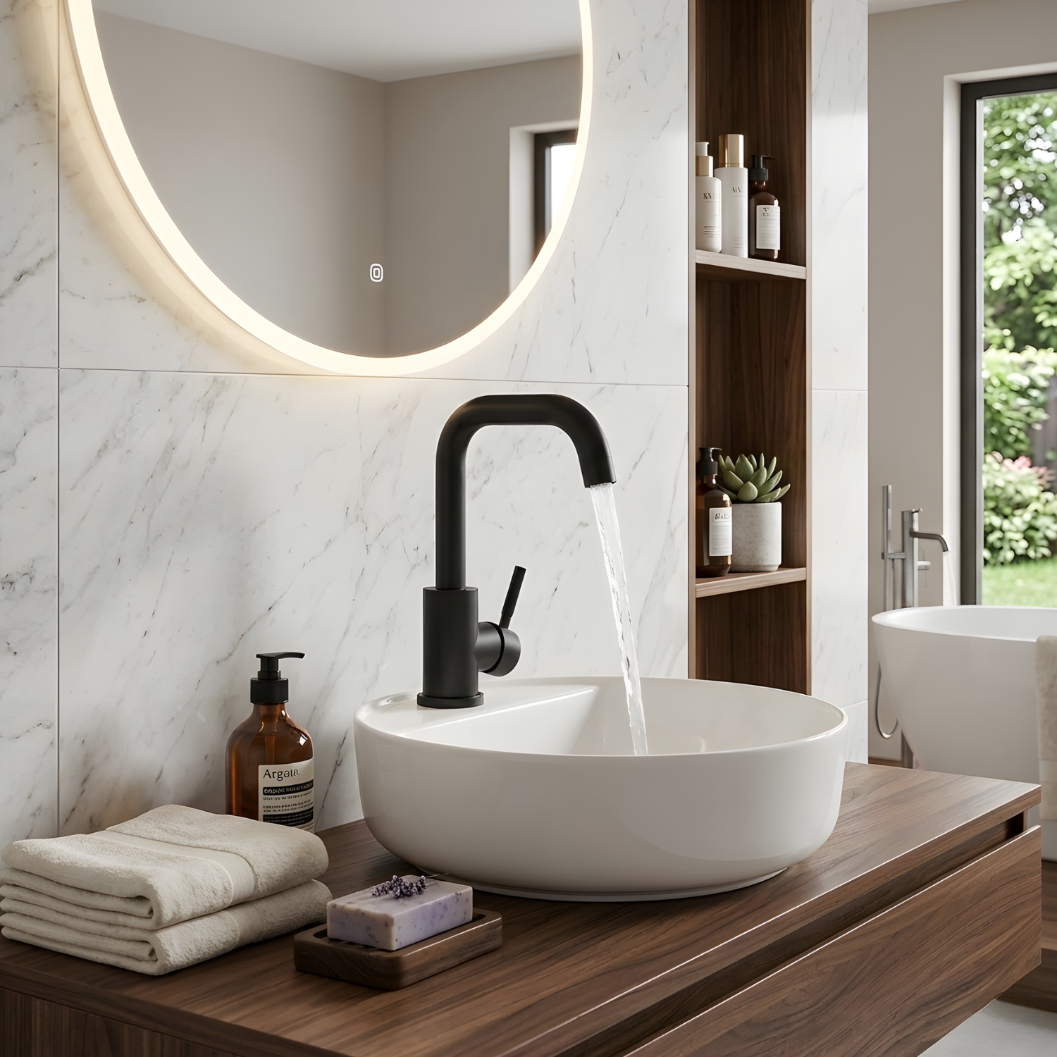 Copenhagen - Stainless Steel Bathroom Basin Faucet – Hot & Cold Mixer, 360° Rotating Single Handle Sink Tap