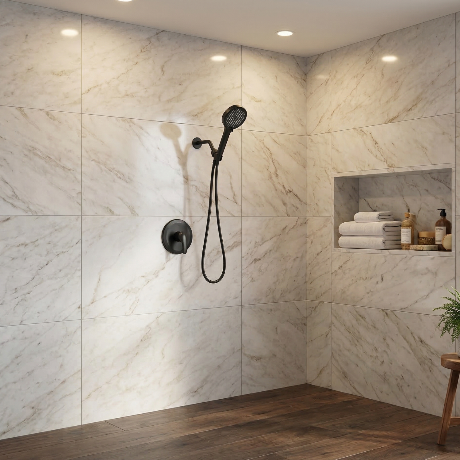 Dalalven - Matte Black Brass Valve Single Handle Faucet with Single Function Shower Bath Shower Mixer Set