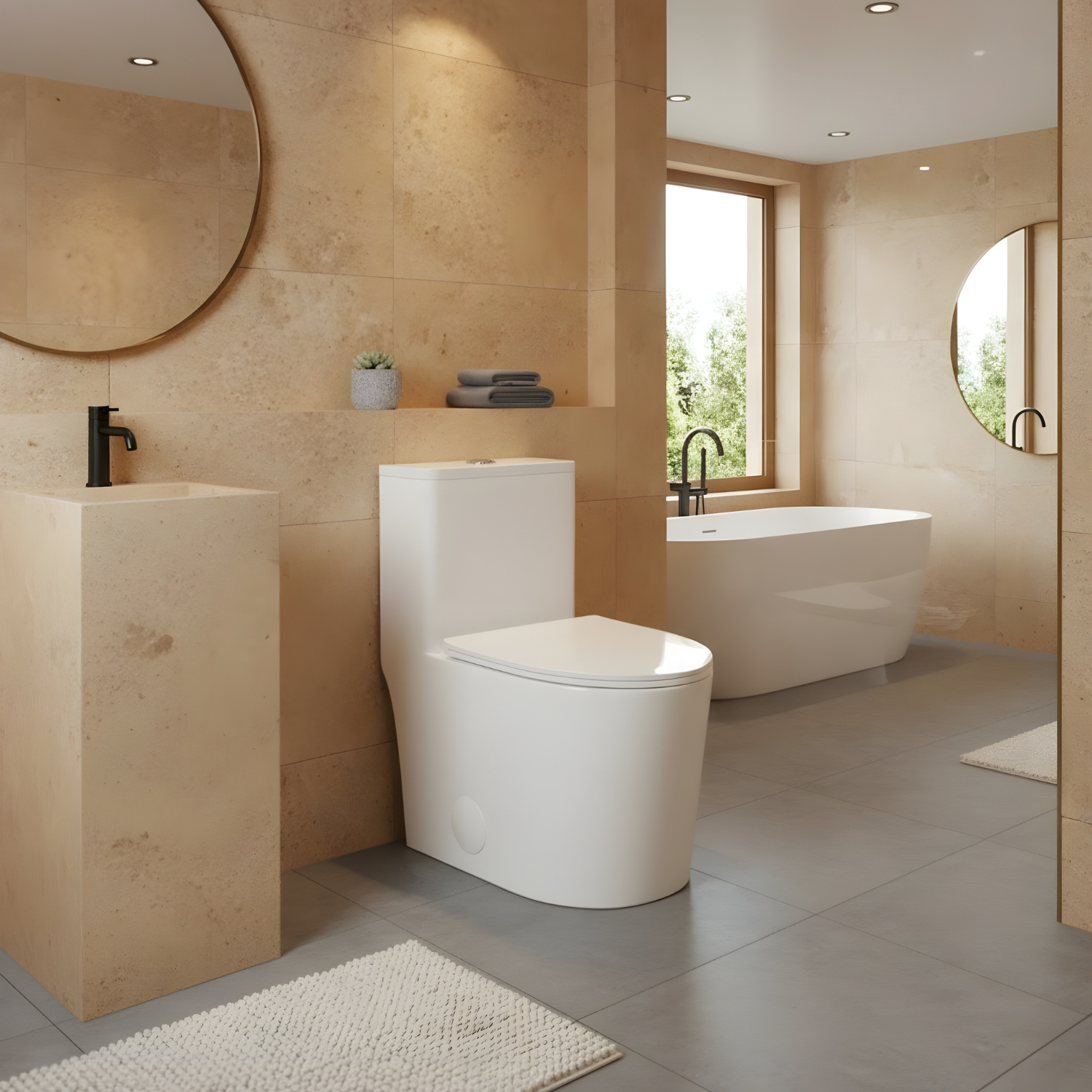 Esbjerg - One Piece Elongated Elongated Ceramic Bowl with Soft-Close Seat & Concealed Tank