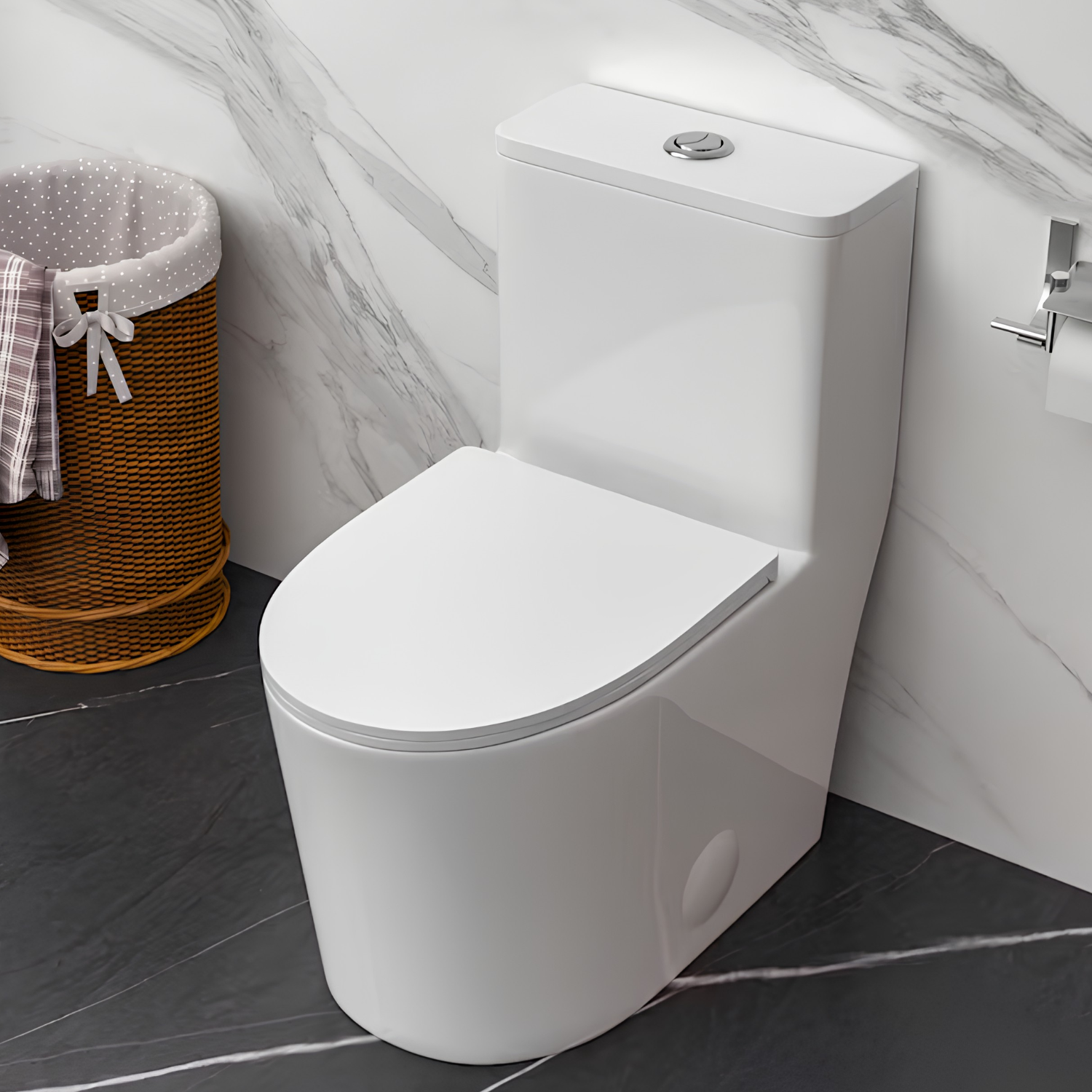 Esbjerg - One Piece Elongated Elongated Ceramic Bowl with Soft-Close Seat & Concealed Tank