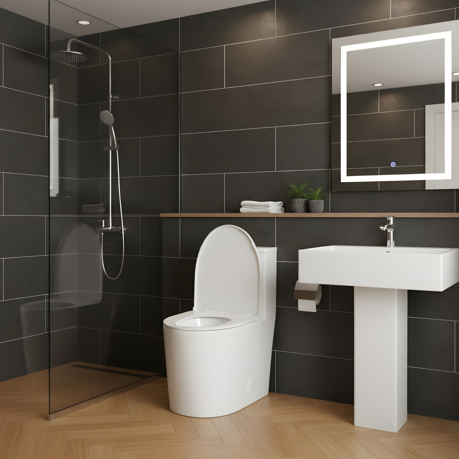 Esbjerg - One Piece Elongated Elongated Ceramic Bowl with Soft-Close Seat & Concealed Tank