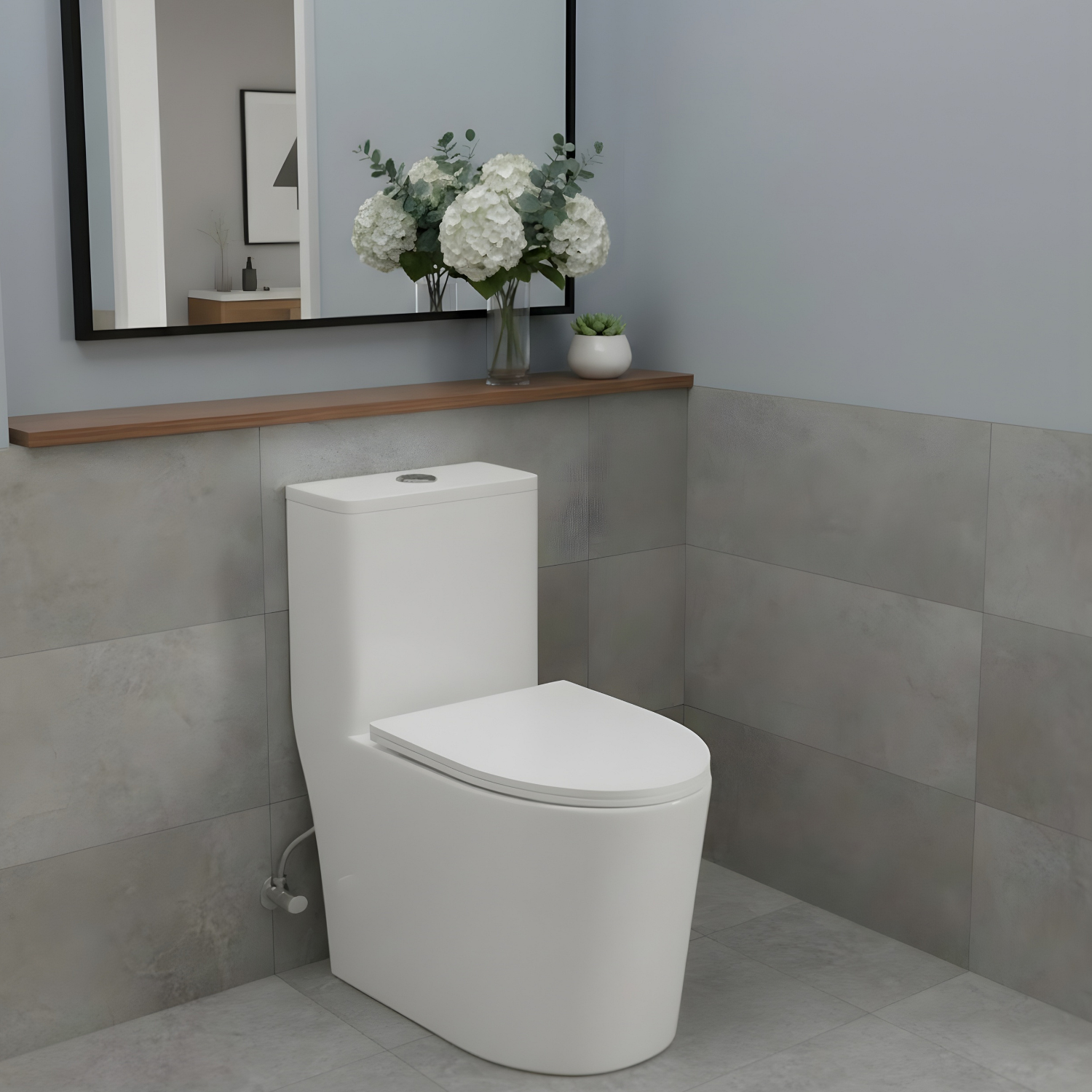 Esbjerg - One Piece Elongated Elongated Ceramic Bowl with Soft-Close Seat & Concealed Tank