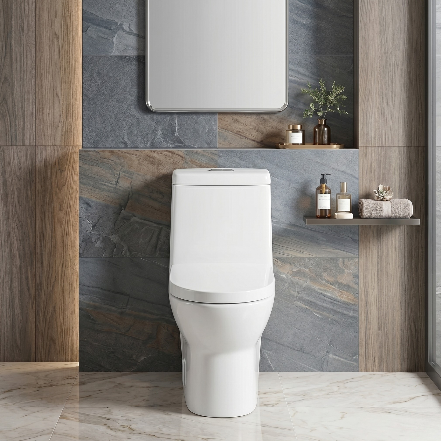 Alta - One-Piece Dual Washdown S-Trap Siphon Flushing Floor Mounted Elongated