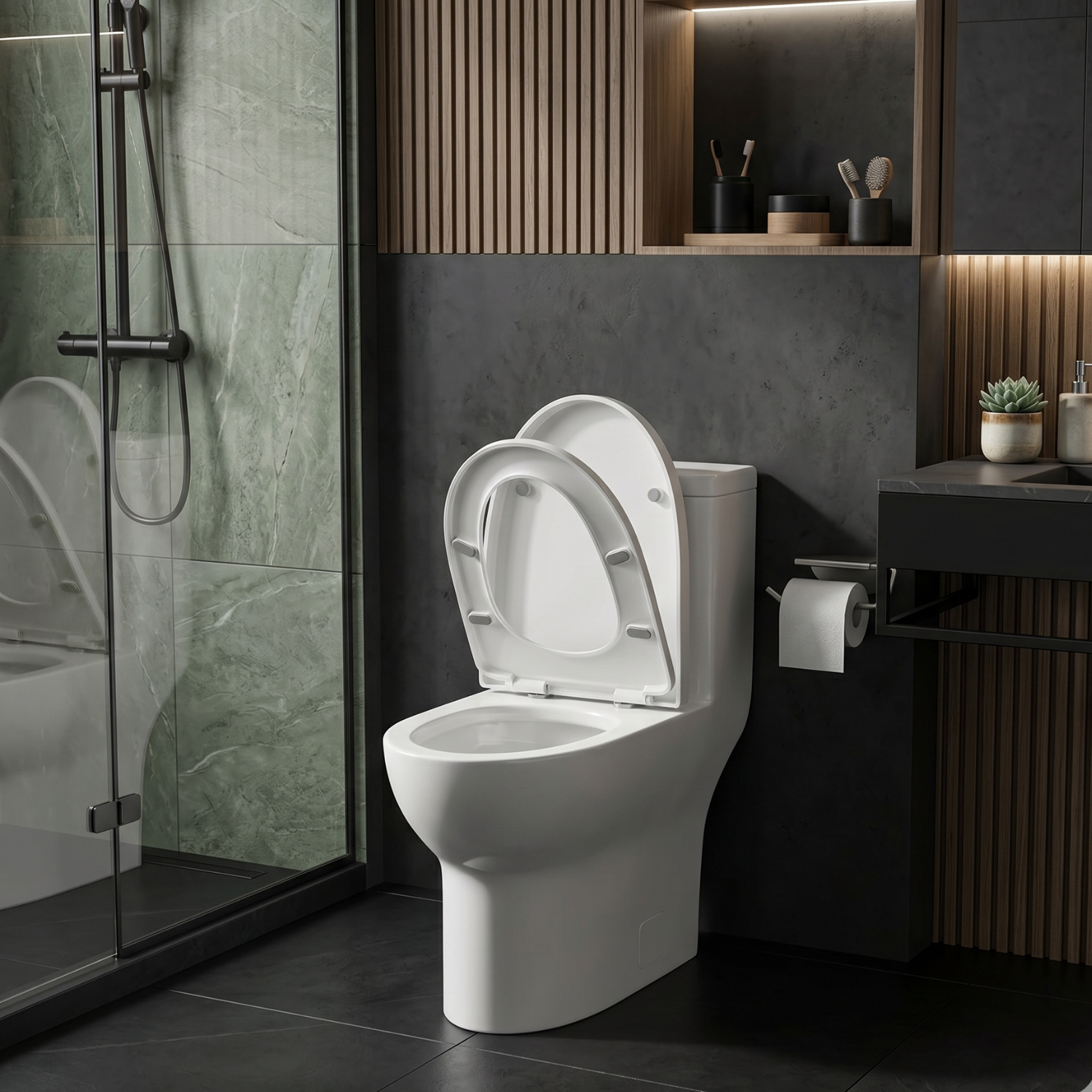 Alta - One-Piece Dual Washdown S-Trap Siphon Flushing Floor Mounted Elongated