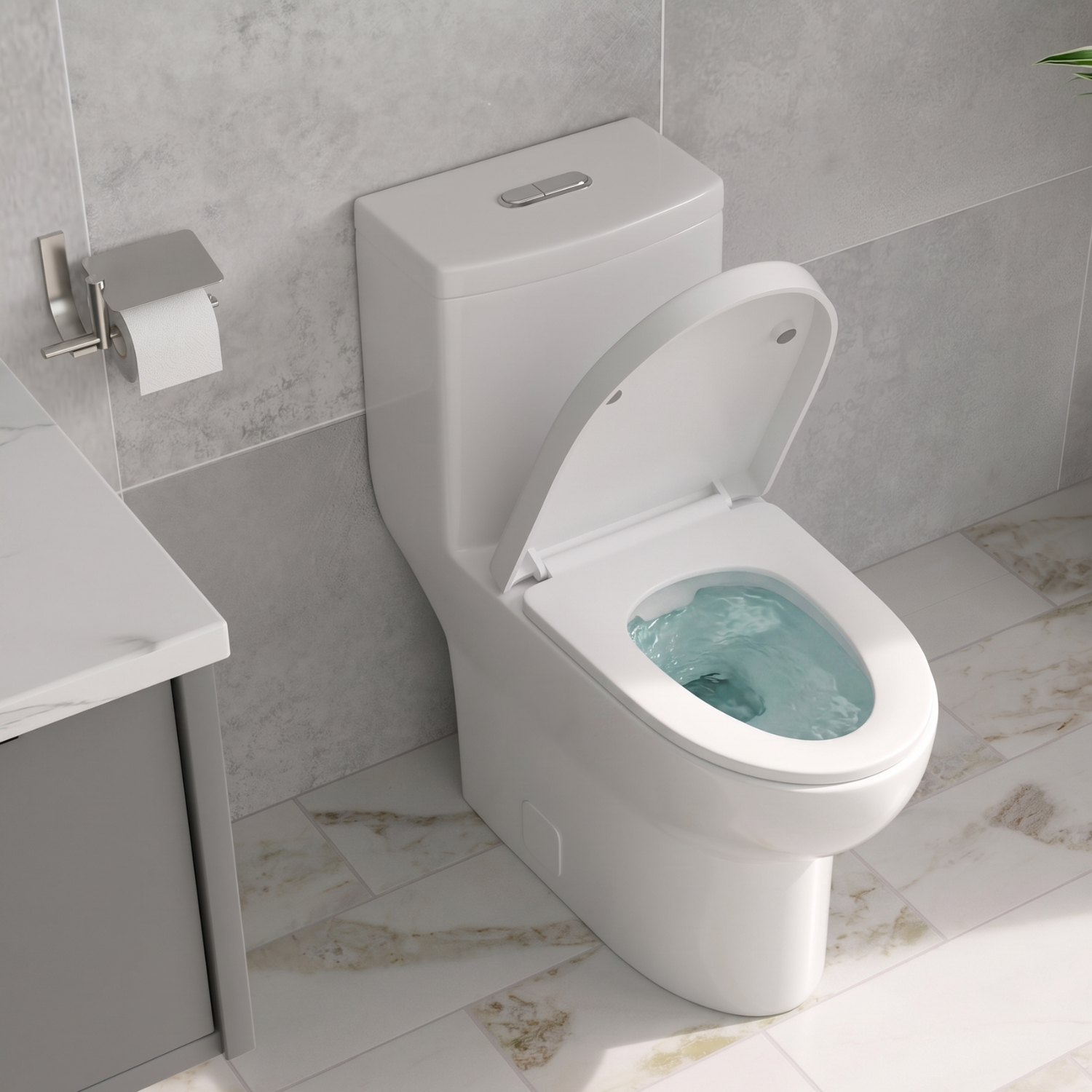 Alta - One-Piece Dual Washdown S-Trap Siphon Flushing Floor Mounted Elongated