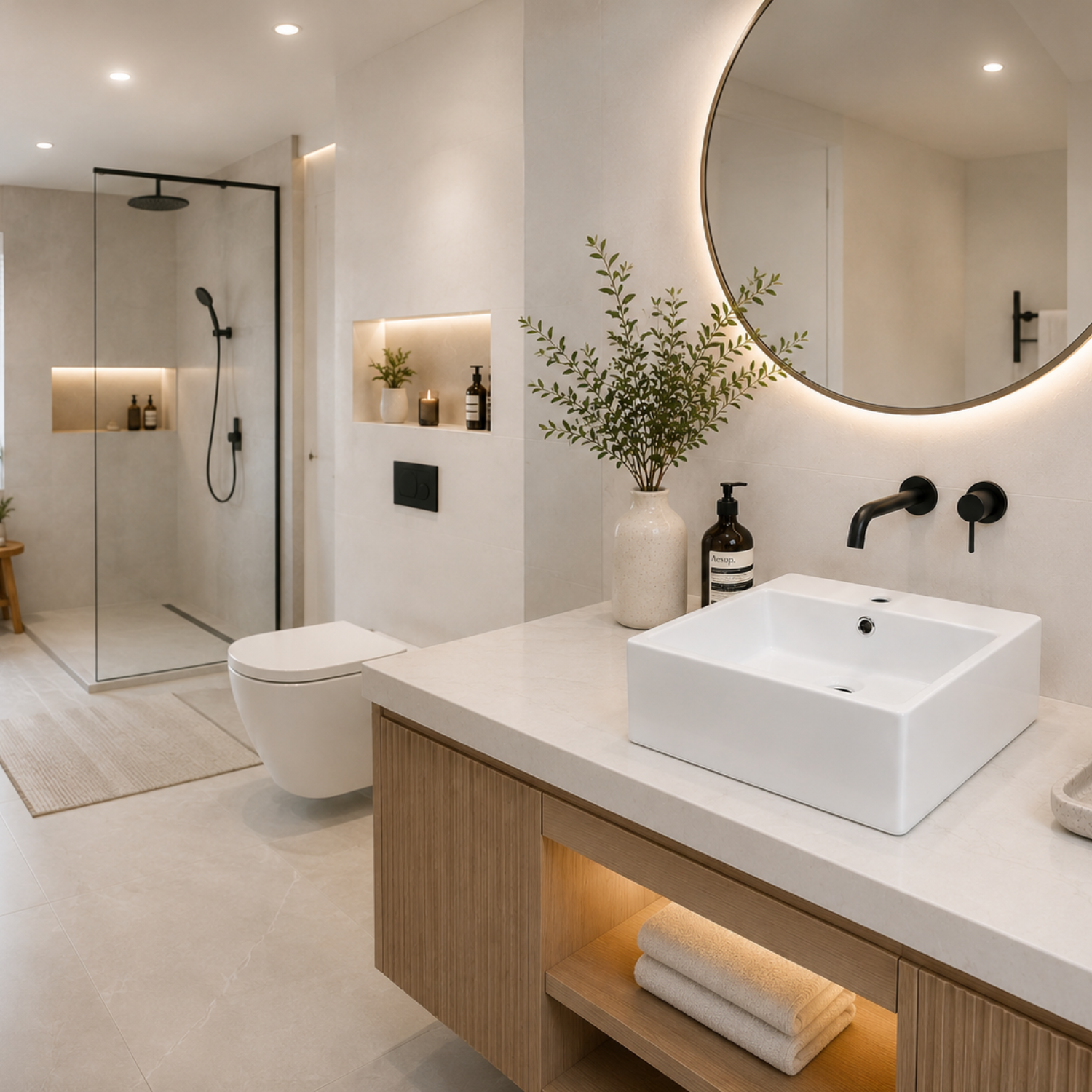 Hemsedal - Modern Square Ceramic Bathroom Basin
