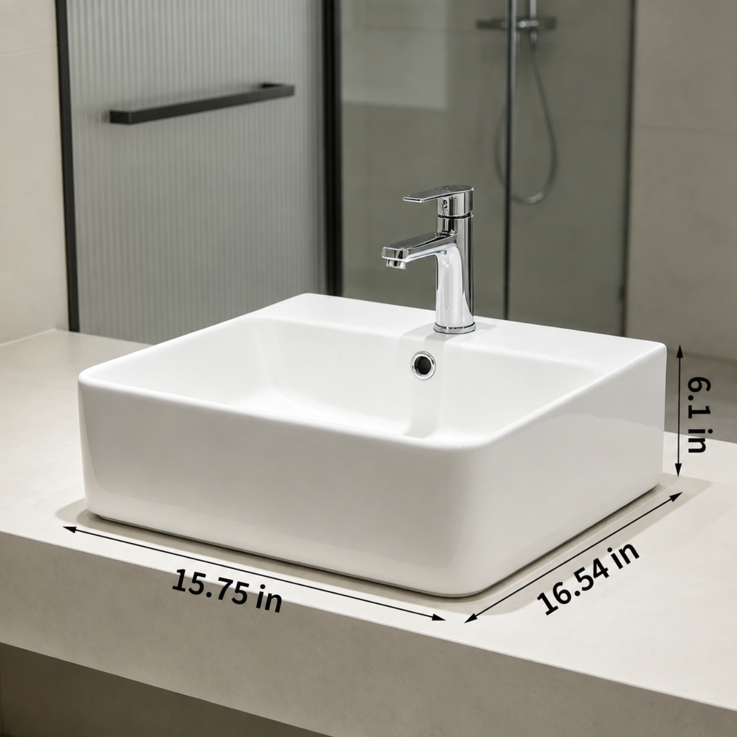 Hemsedal - Modern Square Ceramic Bathroom Basin