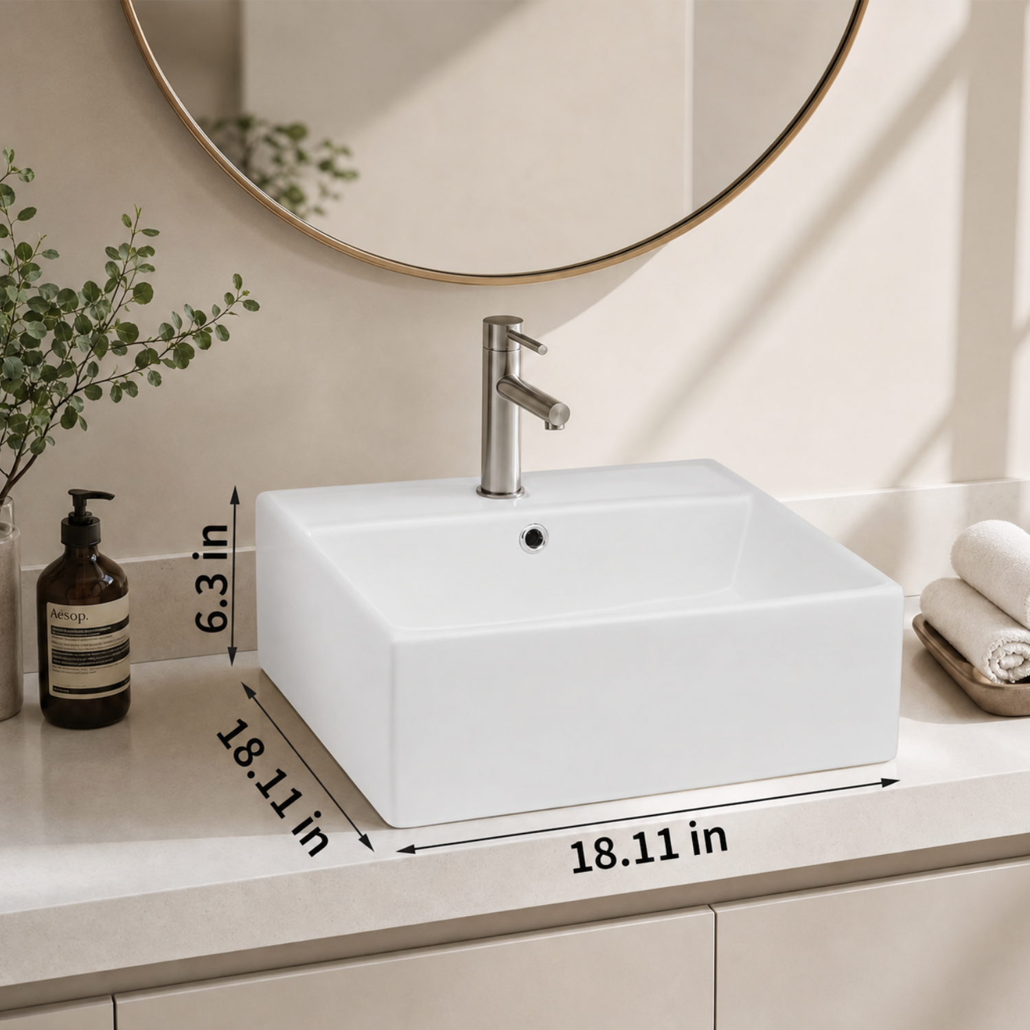 Hemsedal - Modern Square Ceramic Bathroom Basin