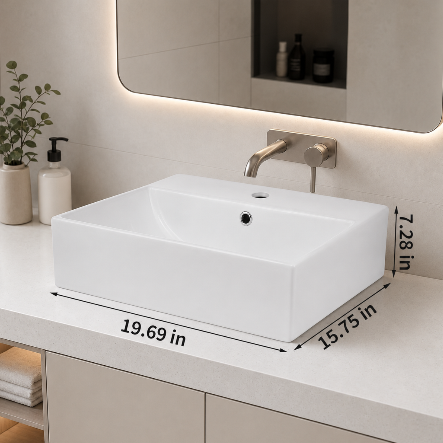 Hemsedal - Modern Square Ceramic Bathroom Basin