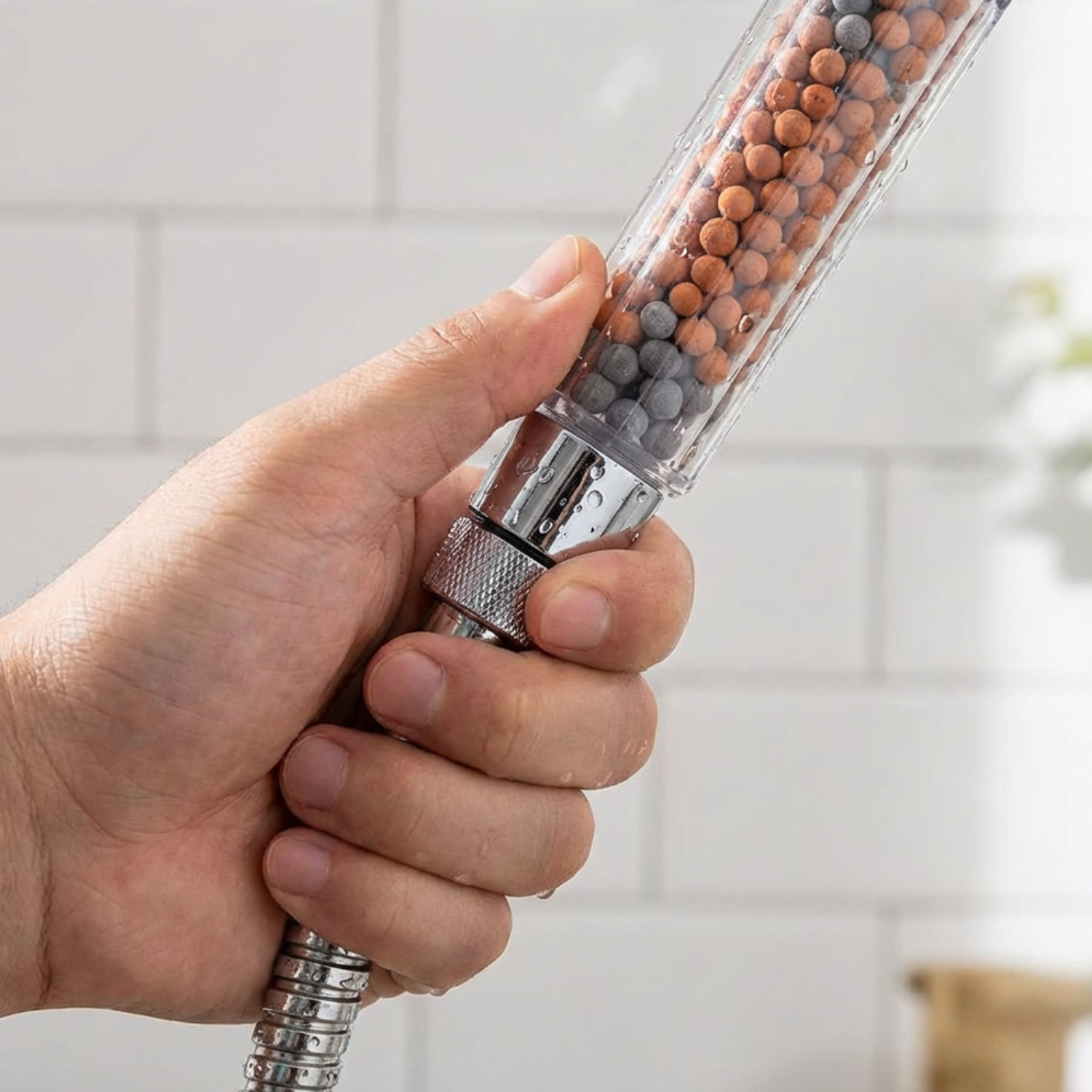 Holm - Filtered Shower Head ABS High Pressure Water Saving Spray Handheld Clear Showerheads with With Filter Beads for Bathroom