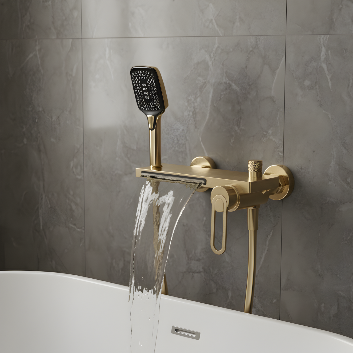 Inari - Wall Mounted Bathtub Shower Faucet Single Handle Spout Mixer Tap