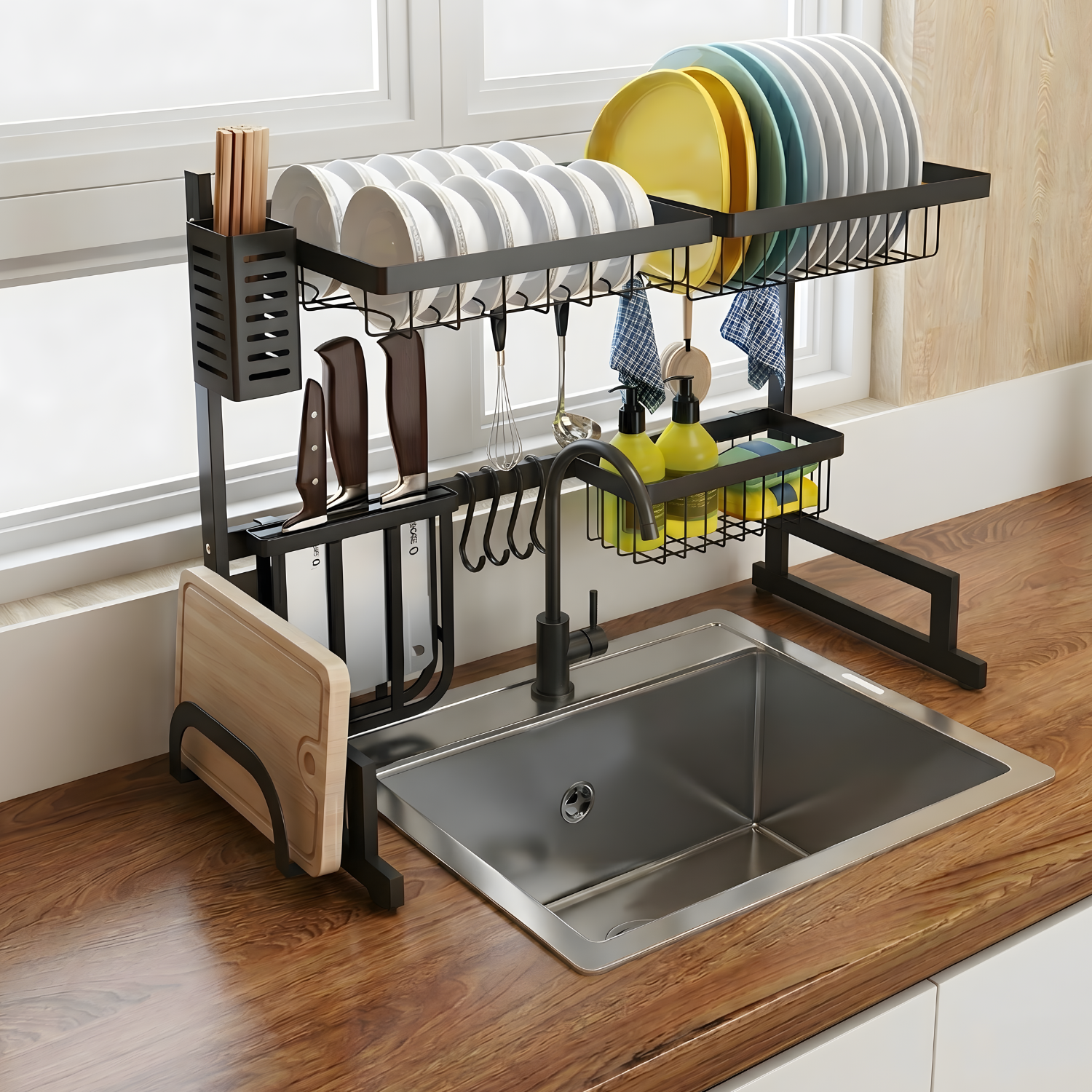 Hamar - 21x13" Kitchen Over-Sink Dish Rack - Black