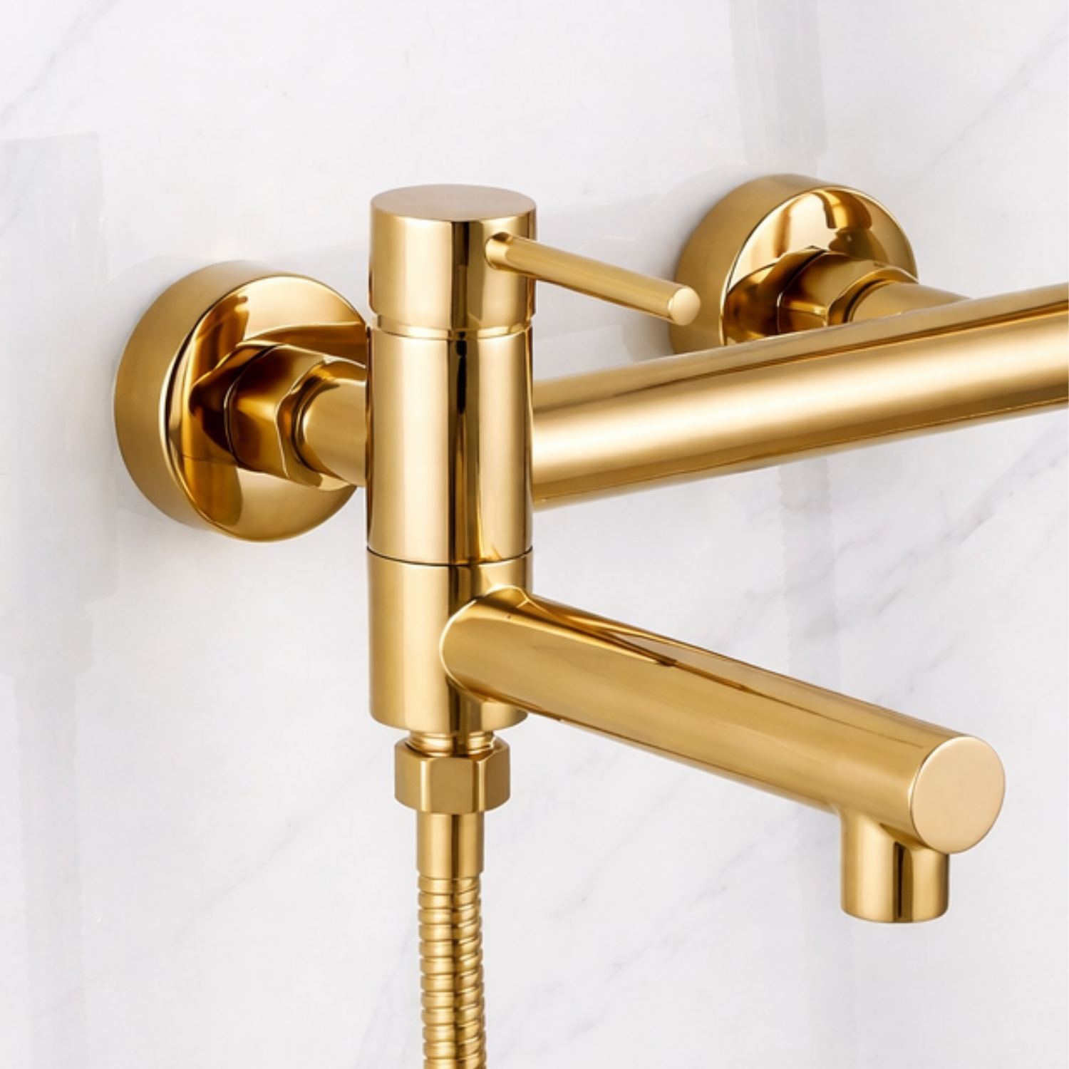 Malmo - Bathroom Bathtub Shower Faucet with Swivel Tub Spout and Handhold Shower Brass Wall Mounted Hot Cold Water Mixer Bath Tap
