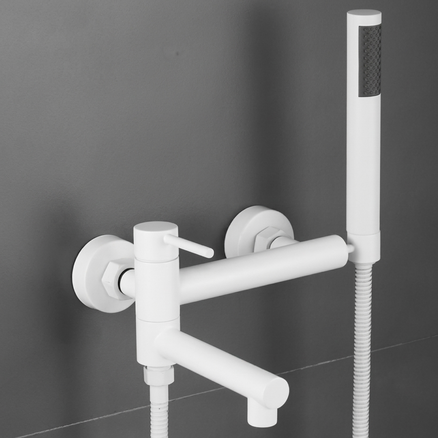 Malmo - Bathroom Bathtub Shower Faucet with Swivel Tub Spout and Handhold Shower Brass Wall Mounted Hot Cold Water Mixer Bath Tap