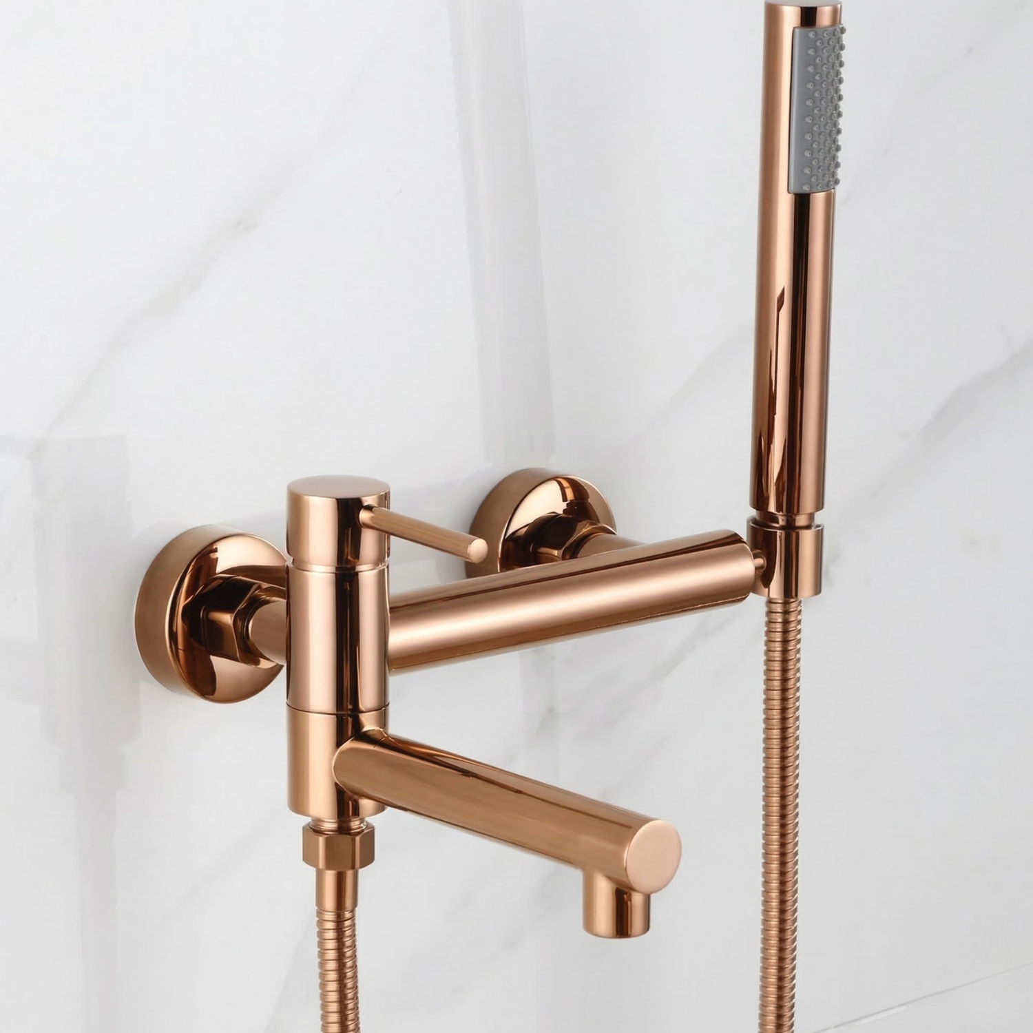 Malmo - Bathroom Bathtub Shower Faucet with Swivel Tub Spout and Handhold Shower Brass Wall Mounted Hot Cold Water Mixer Bath Tap