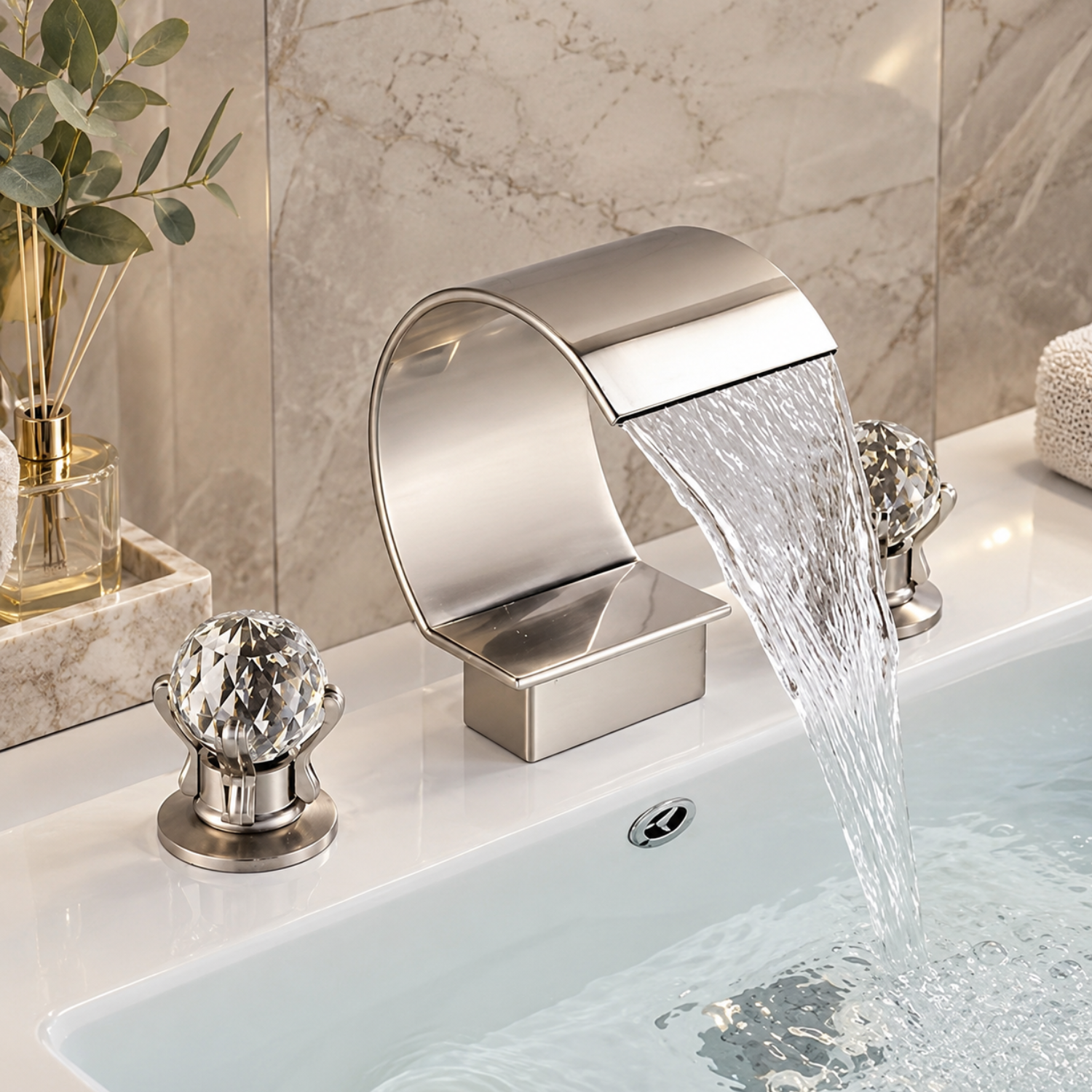 Nidelva - Three-Piece Tub Faucet with Dual Crystal