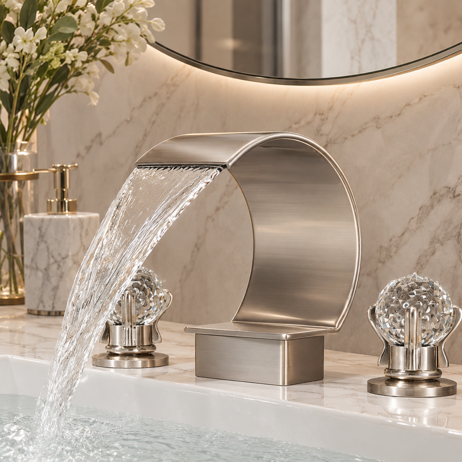 Nidelva - Three-Piece Tub Faucet with Dual Crystal