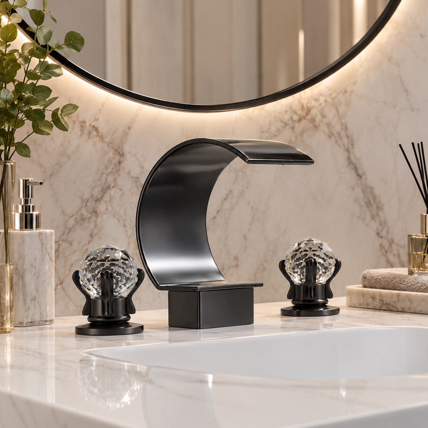 Nidelva - Three-Piece Tub Faucet with Dual Crystal