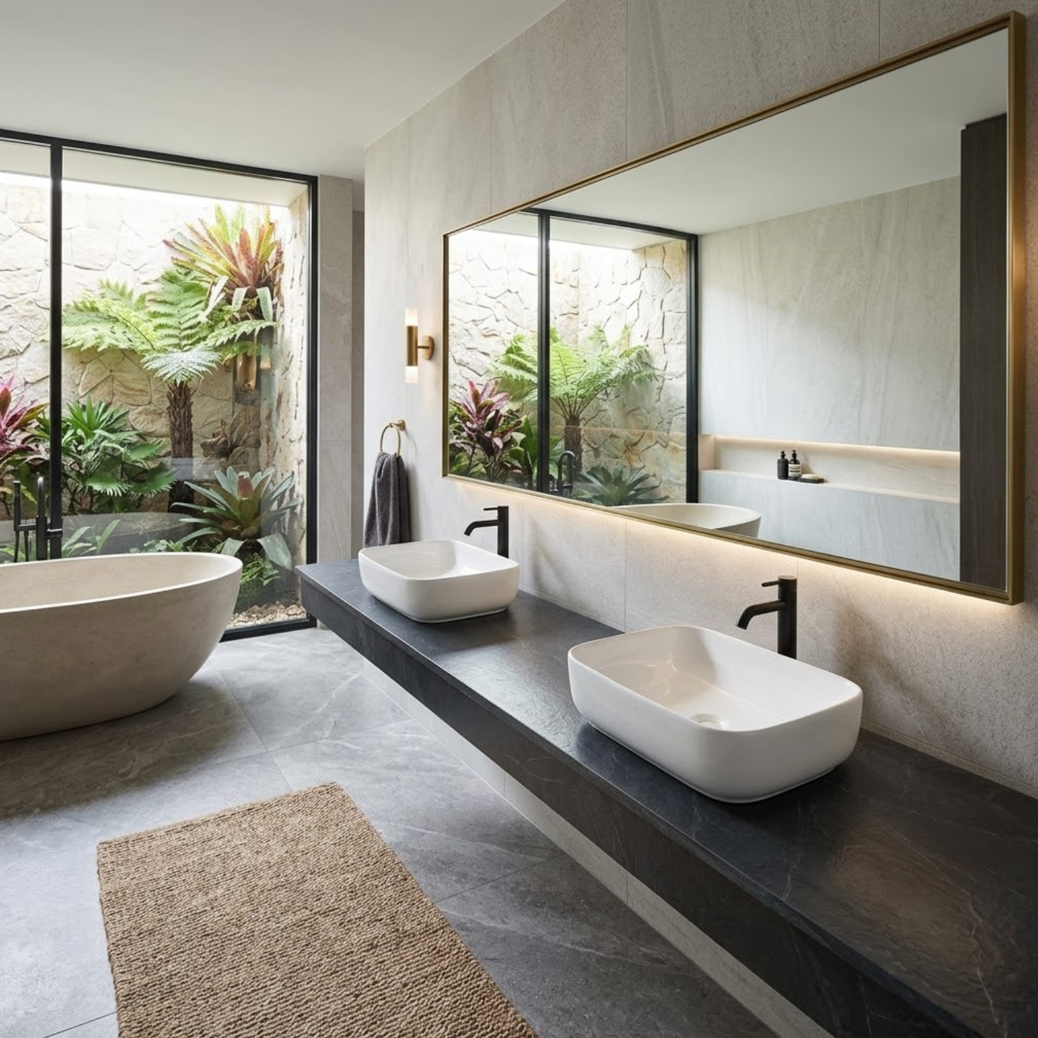 Orkla - Semi-Recessed Rectangular Ceramic Bathroom Vessel Sink