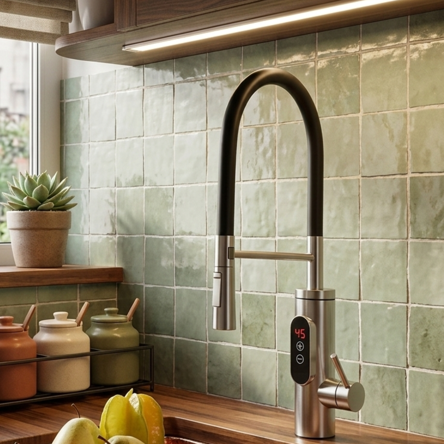 Oslo – Electric Water Heater 220V Instant Hot Water Faucet with Digital Display , Tankless Under-Sink Kitchen Tap, EU Plug