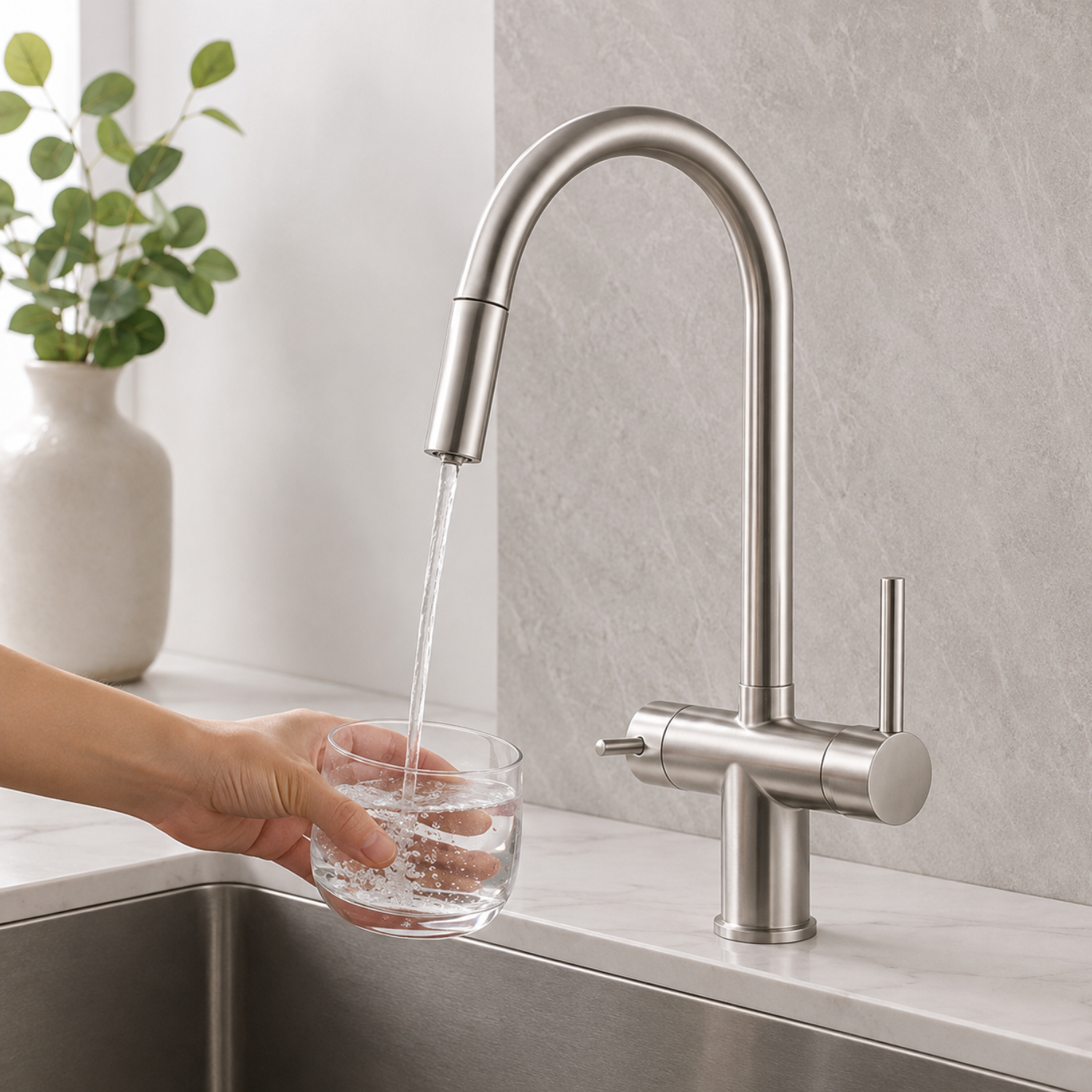 Rondane - WaterMark Certified 3-Way Kitchen Faucet with Filter Tap & Pull-Out Sprayer for Kitchen Sink