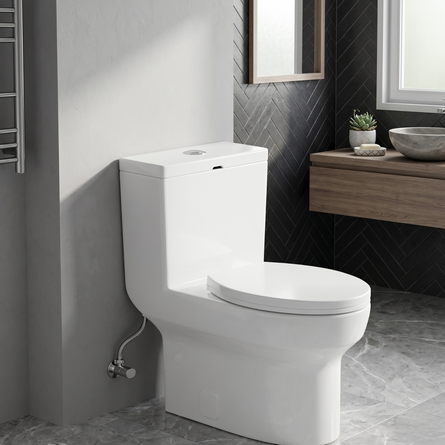 Roros – One-Piece Dual Flush Toilet with Soft-Close Seat & Concealed Tank