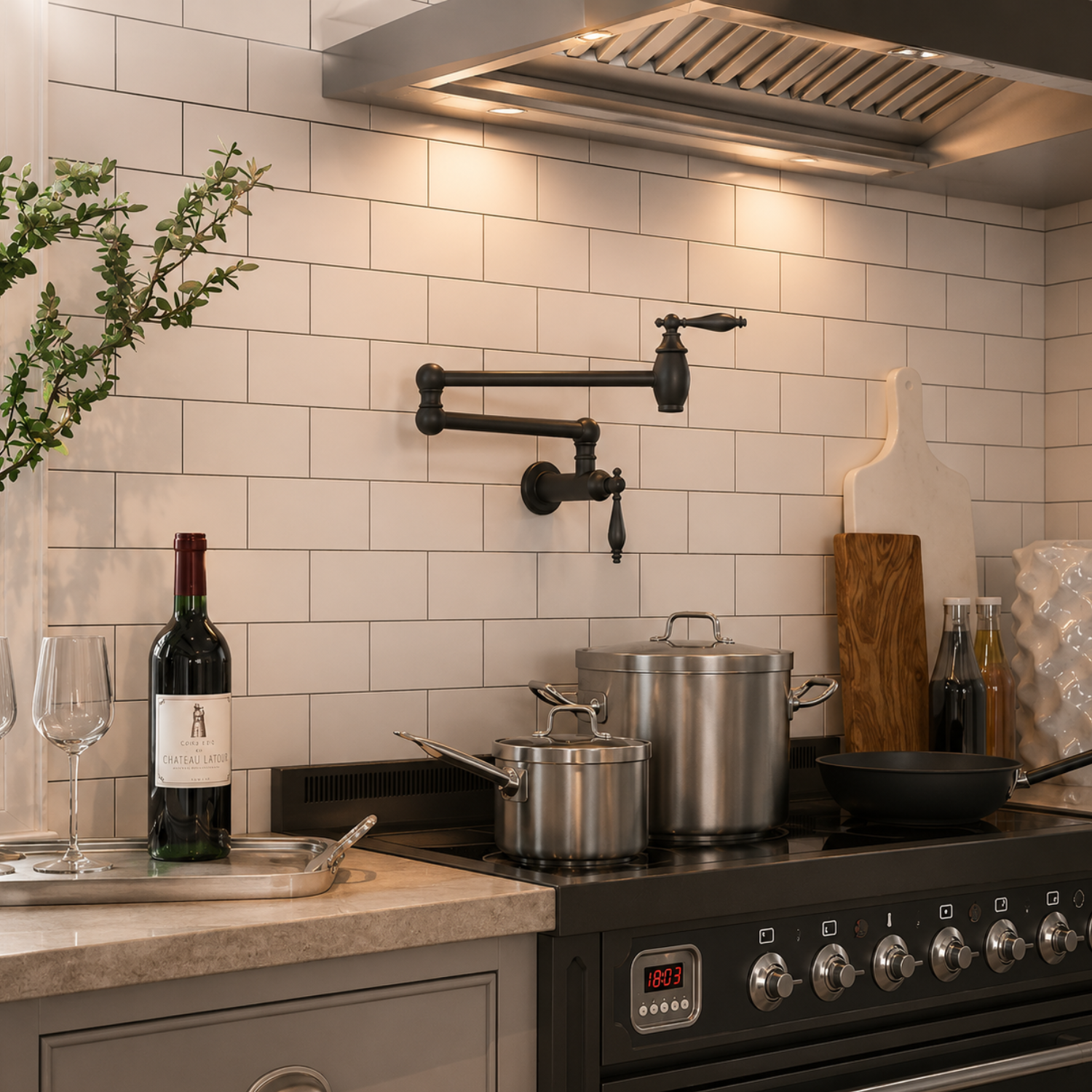 Saimaa - Wall Mount Swing Arm Folding Pot Filler Kitchen Faucet
