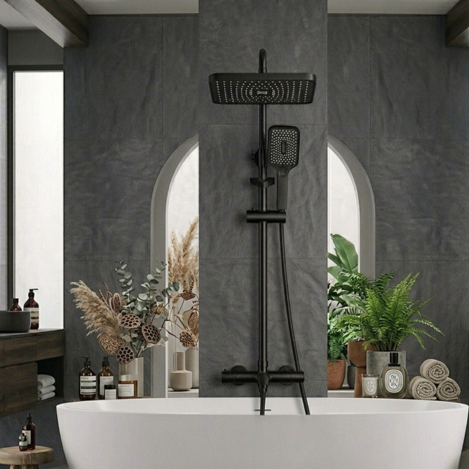 Sarek - Rainfall Shower Column Set with Handheld Shower & Wall Mounted Mixer Tap