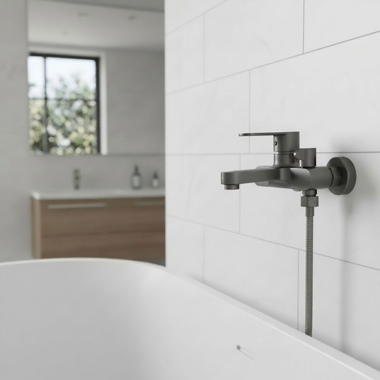Siljan - 3-Way Shower Faucet Set with Diverter, Handheld Spray & Wall Mounted Mixer Valve