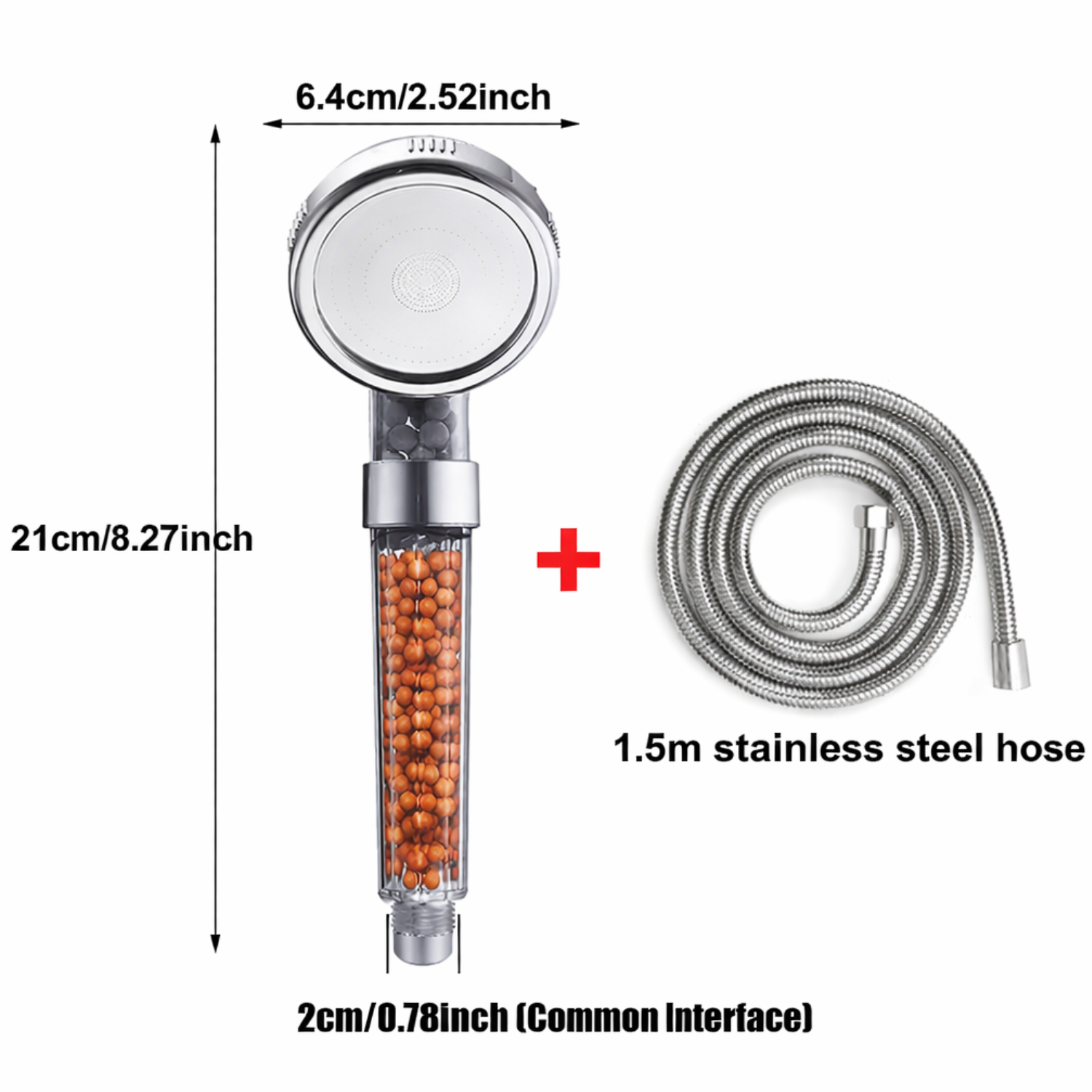 Holm - Filtered Shower Head ABS High Pressure Water Saving Spray Handheld Clear Showerheads with With Filter Beads for Bathroom