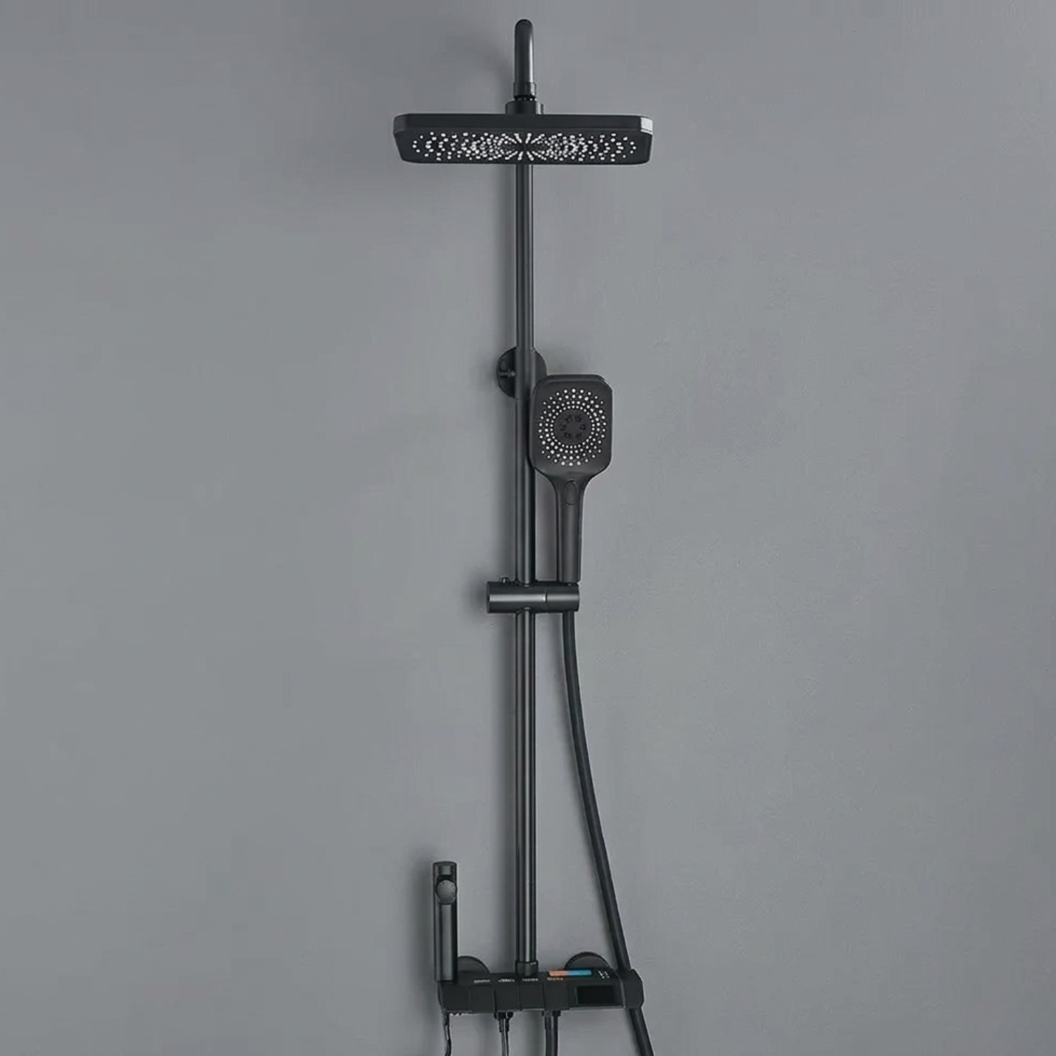 Turku - Digital Thermostatic Shower Faucet Set with LED Temperature Display 4 Function Rainfall Shower System Wall Mounted Hot Cold Mixer