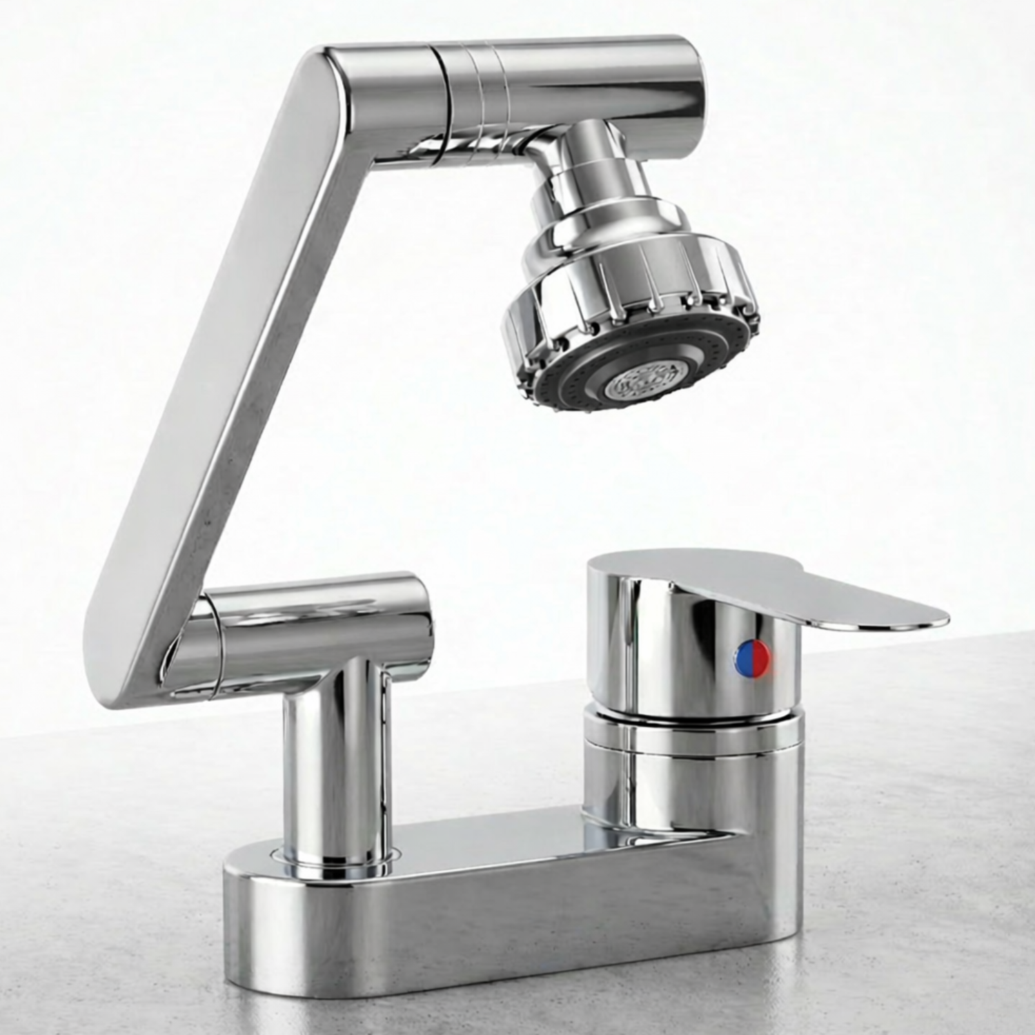 Uupsala - Wash Basin Faucet Double Hole Hot & Cold Mixer Tap with 2-Mode Rotating Nozzle Bathroom Sink Faucet