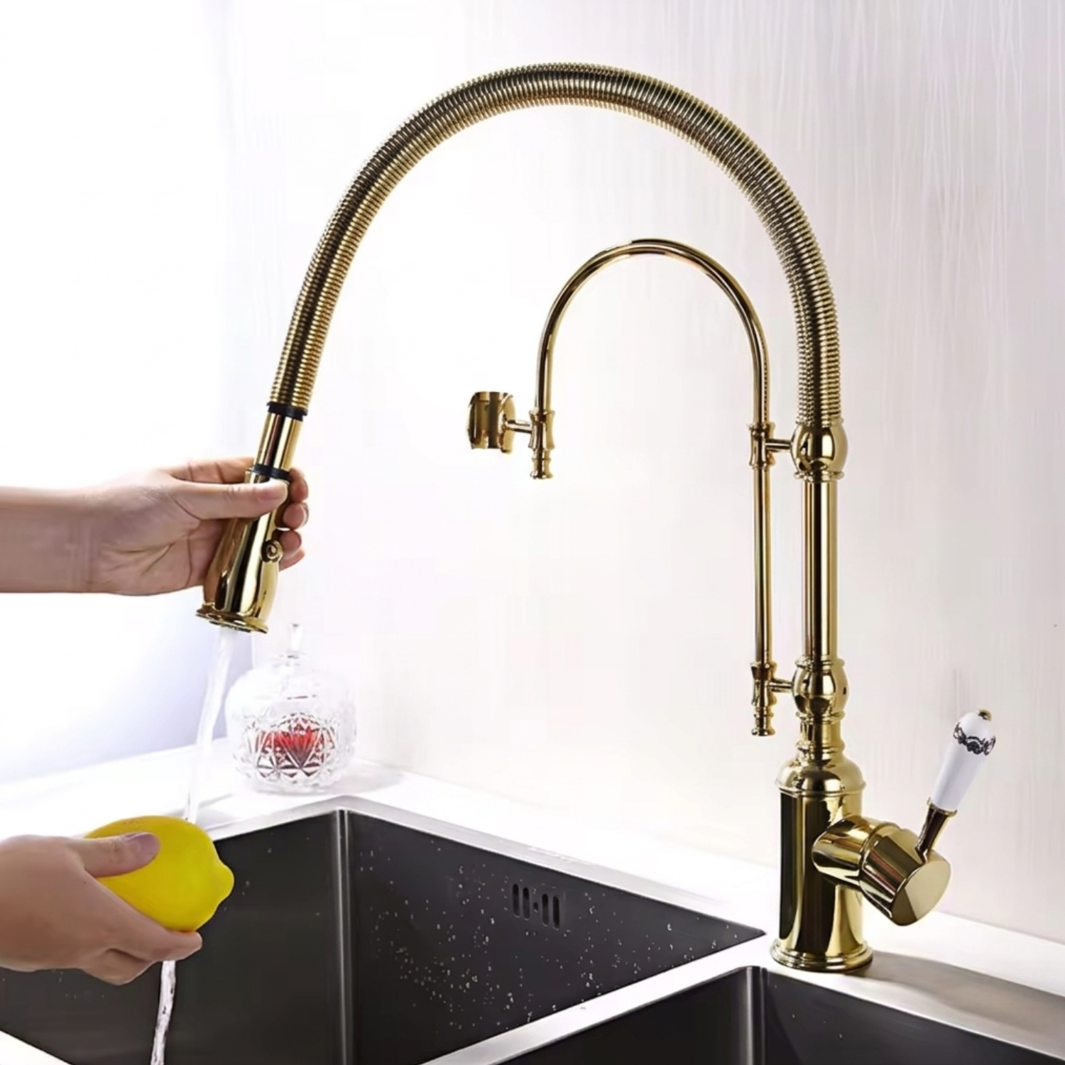 Visby - 360° Pull-Down Kitchen Faucet with Spring Spout Hot & Cold Mixer