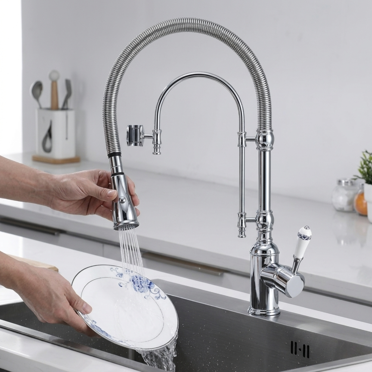 Visby - 360° Pull-Down Kitchen Faucet with Spring Spout Hot & Cold Mixer