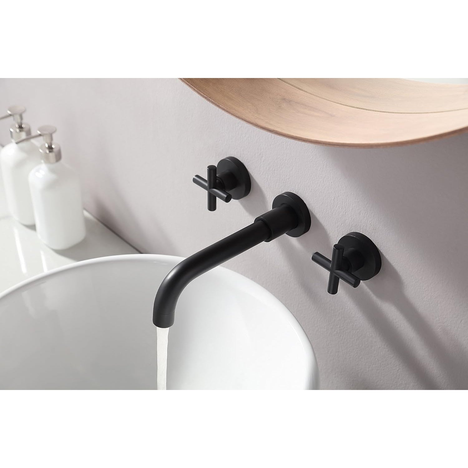 Lovasen - Wall Mounted Double Handle Hot & Cold Rotatable Faucet for Bathroom Sink