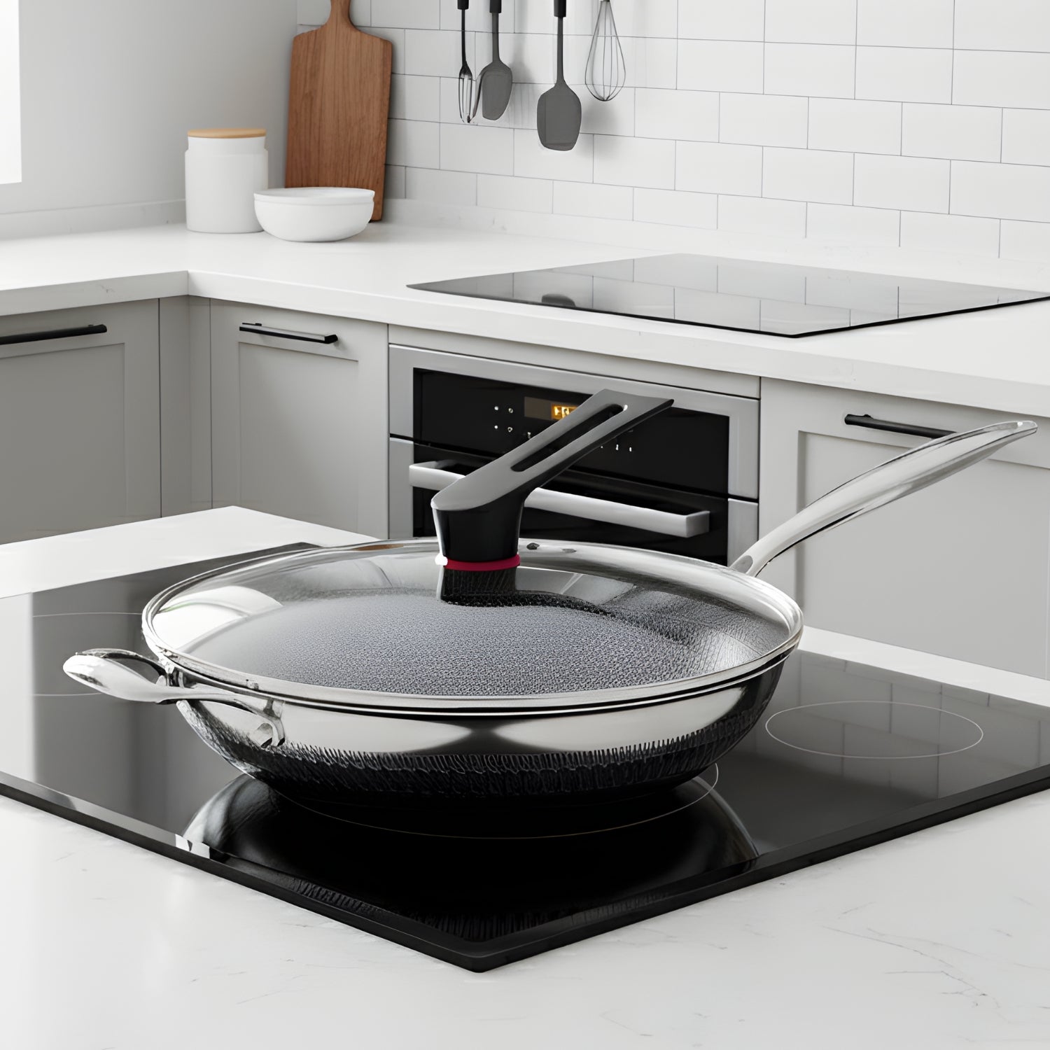 Panora - 13" Nonstick PFOA-Free Hybrid Wok Stainless Steel Pan with Lid