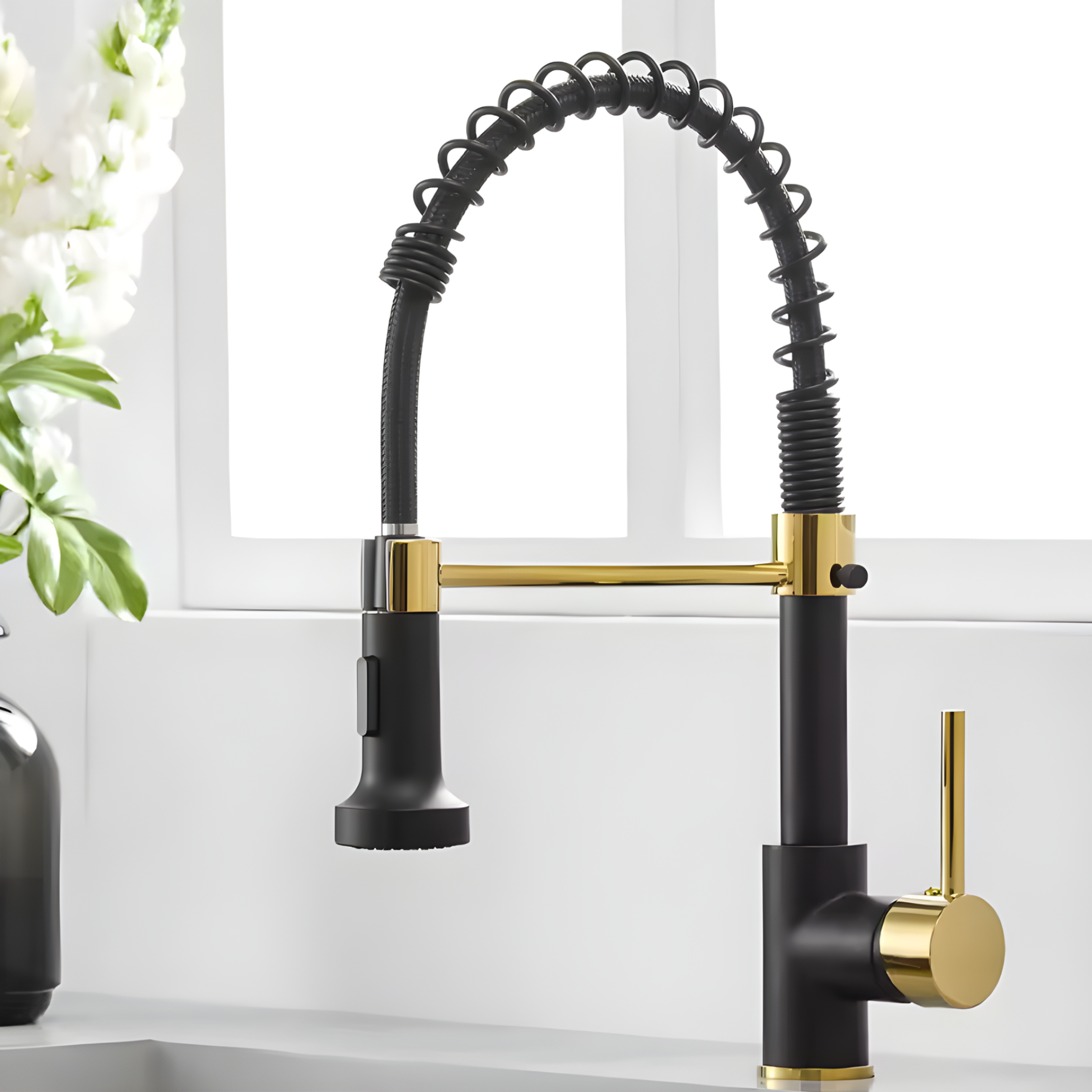 Halmstad - Single Hole Pre-Rinse Pull-Down Sprayer Spring Spout Kitchen Faucet