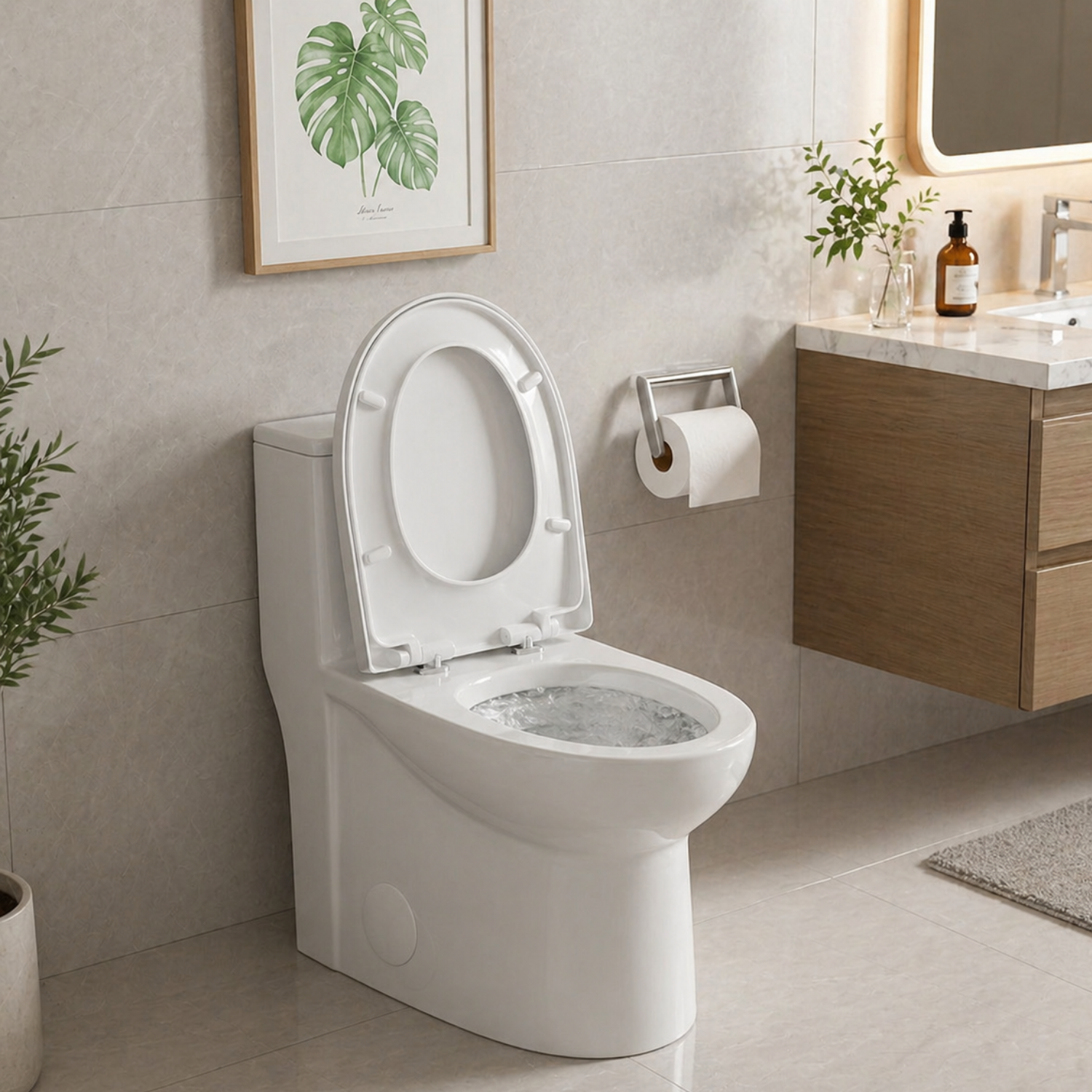 Alesund - Ceramic One-Piece S-Trap Dual-Flush Elongated Toilet Bowl with Modern Design