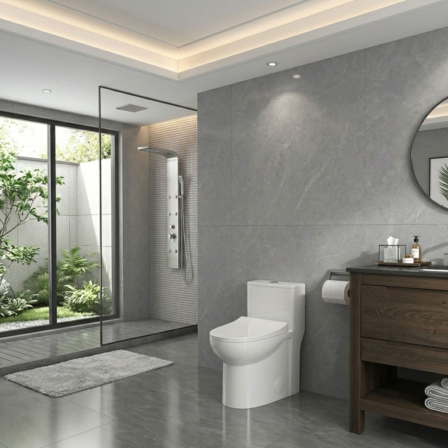 Alesund - Ceramic One-Piece S-Trap Dual-Flush Elongated Toilet Bowl with Modern Design