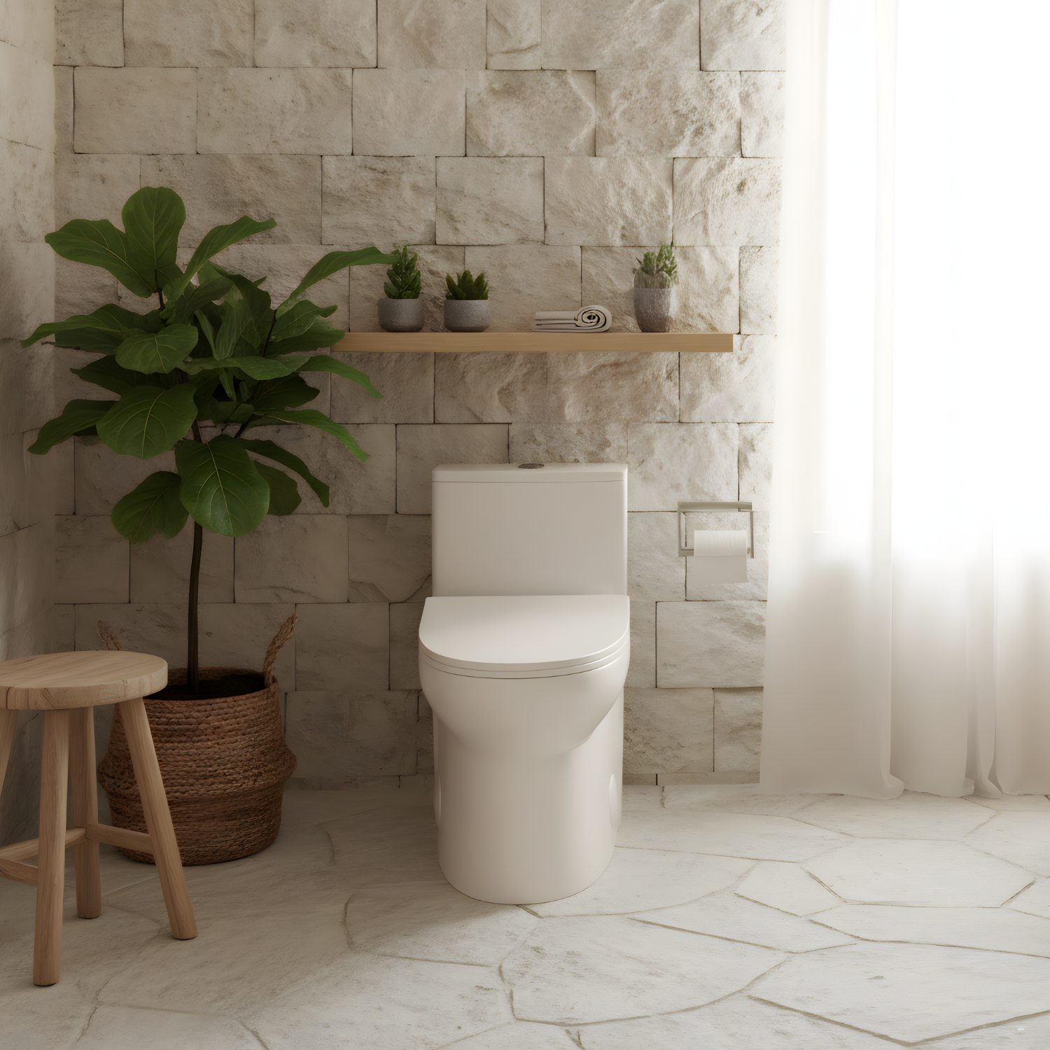 Alesund - Ceramic One-Piece S-Trap Dual-Flush Elongated Toilet Bowl with Modern Design