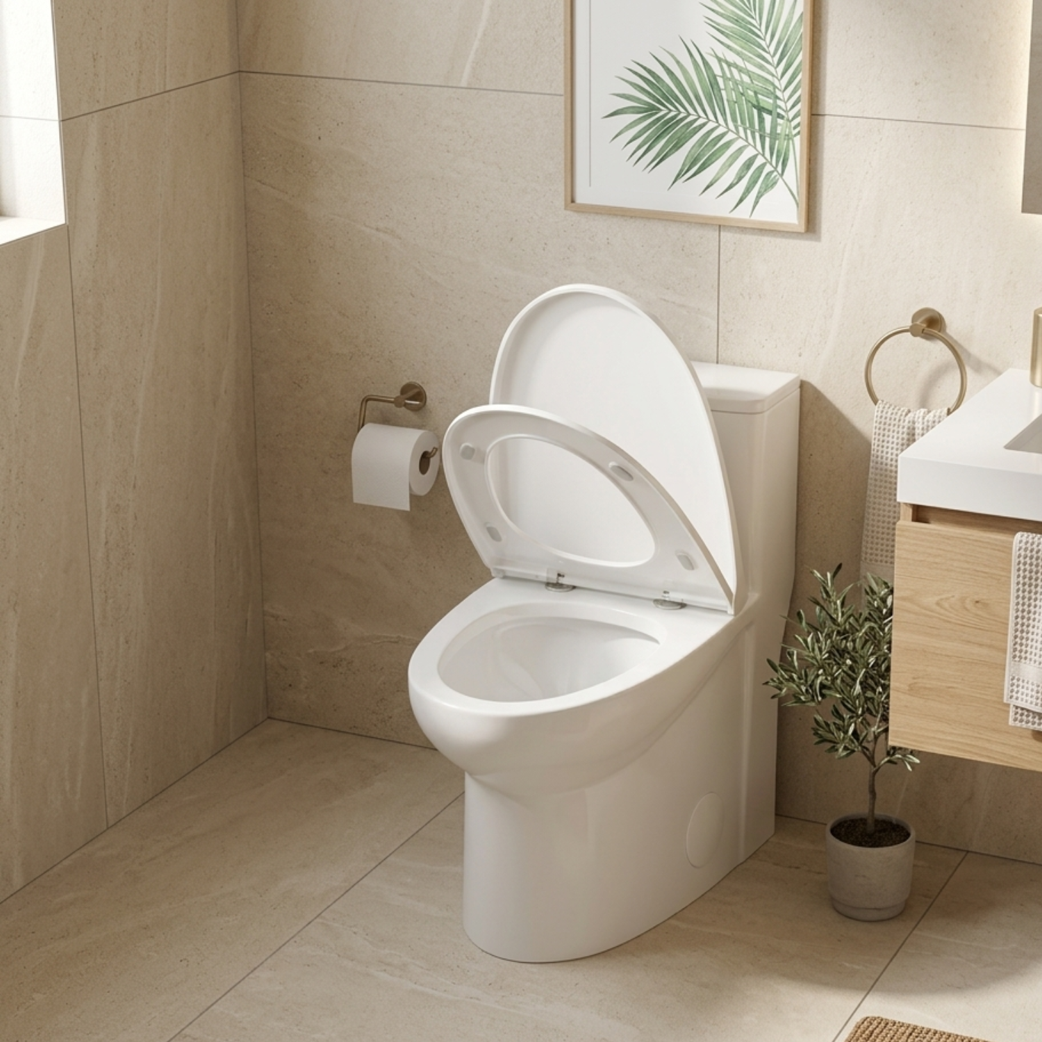 Alesund - Ceramic One-Piece S-Trap Dual-Flush Elongated Toilet Bowl with Modern Design